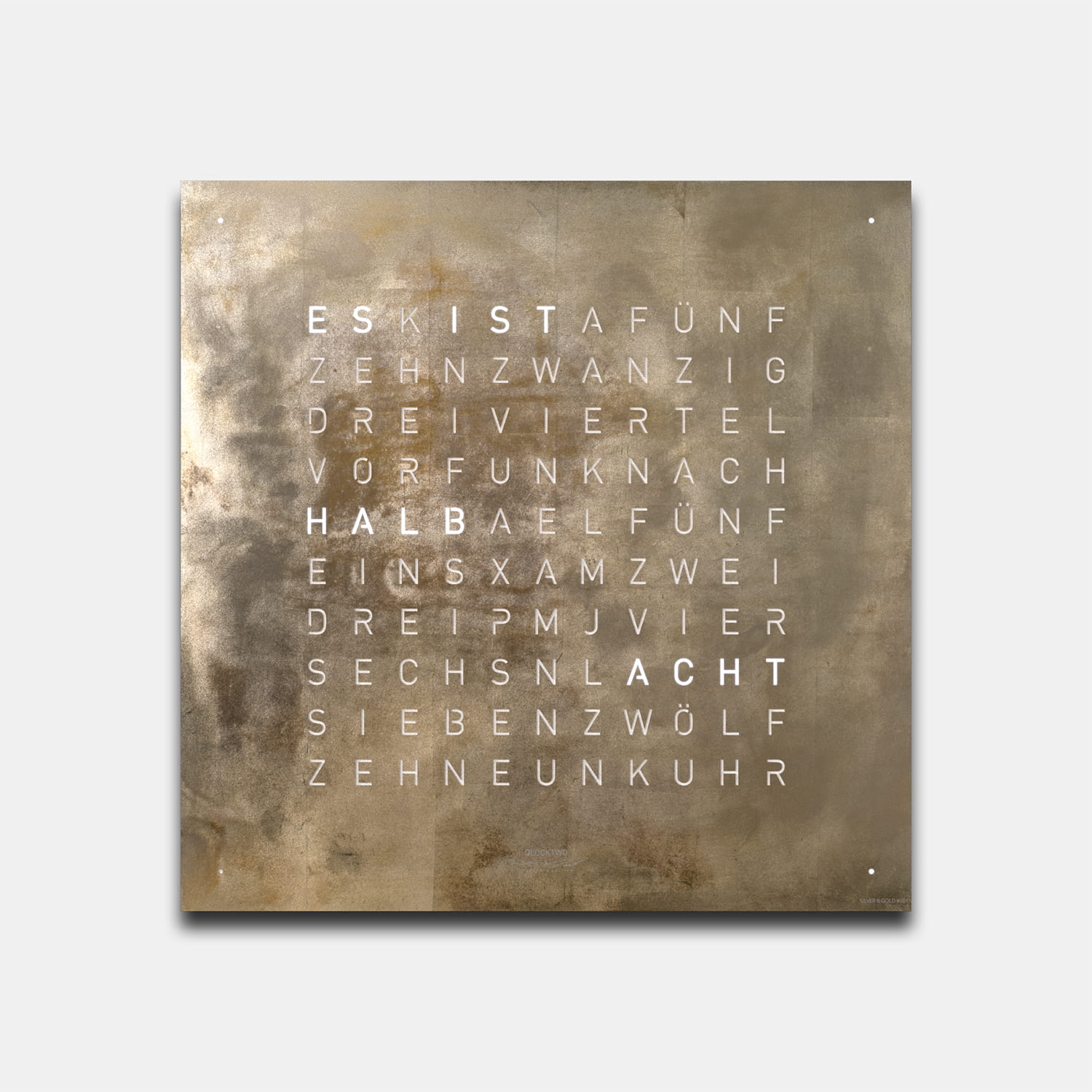 QLOCKTWO EARTH 45 Creator's Edition Silver & Gold – Weißer Korpus Produktbild main 0