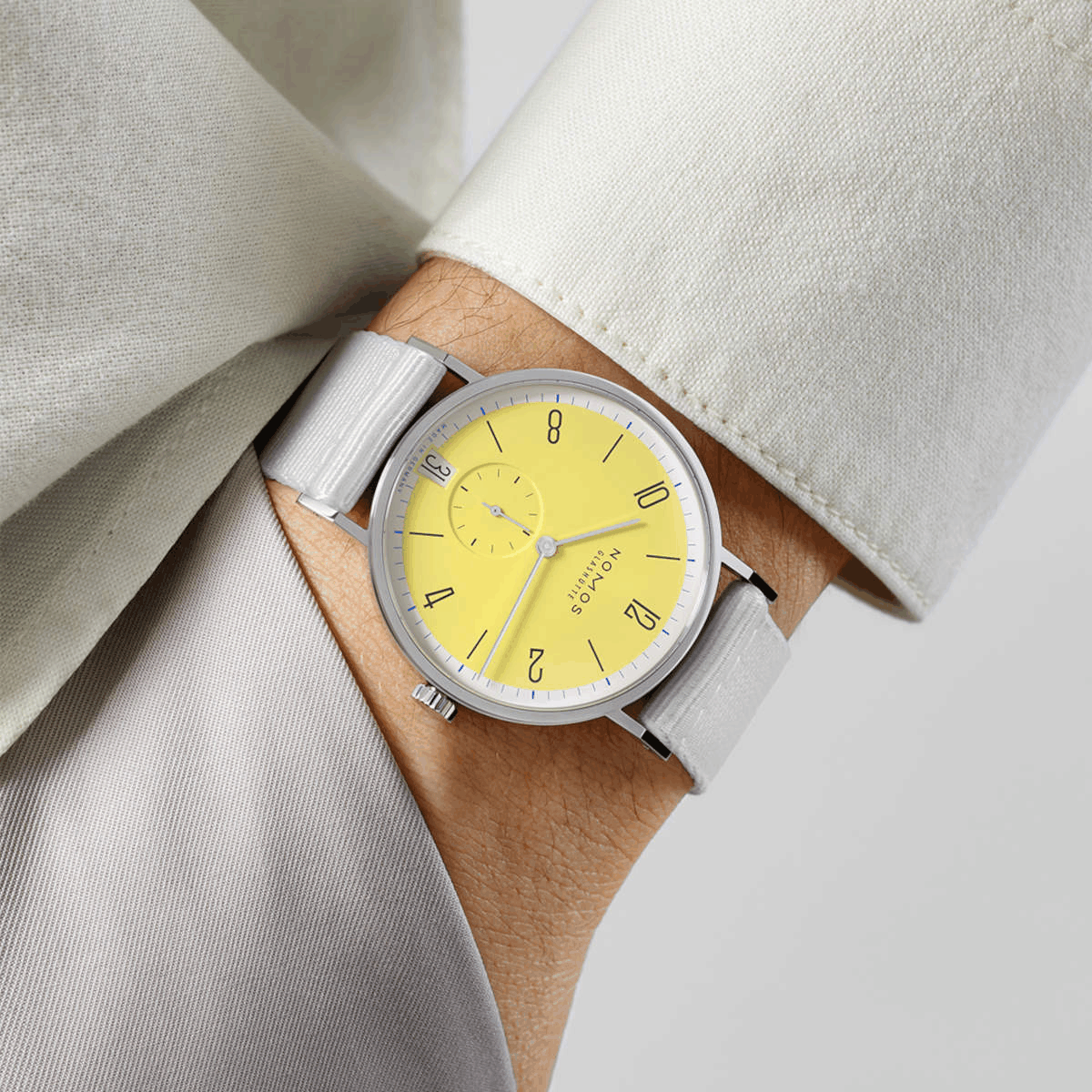 NOMOS Glashütte Tangente 38 Datum Kanari Produktbild main 2