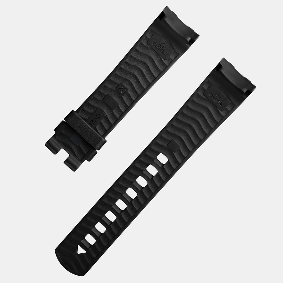 OMEGA Seamaster Diver 300M – Kautschukband Schwarz ohne Dornschließe 20 mm – XL Produktbild main 1
