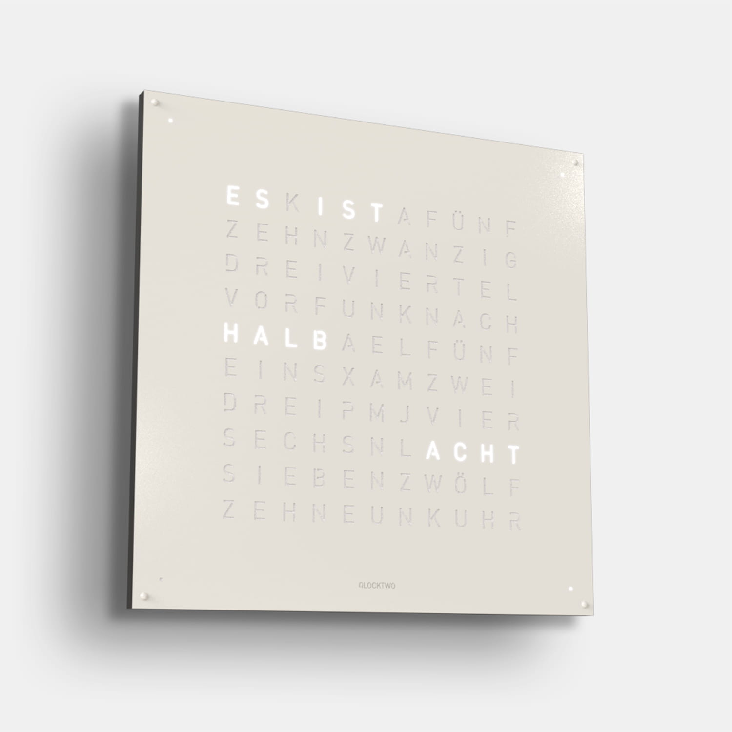 QLOCKTWO EARTH 90 White Pepper – Weißer Korpus Produktbild main 1