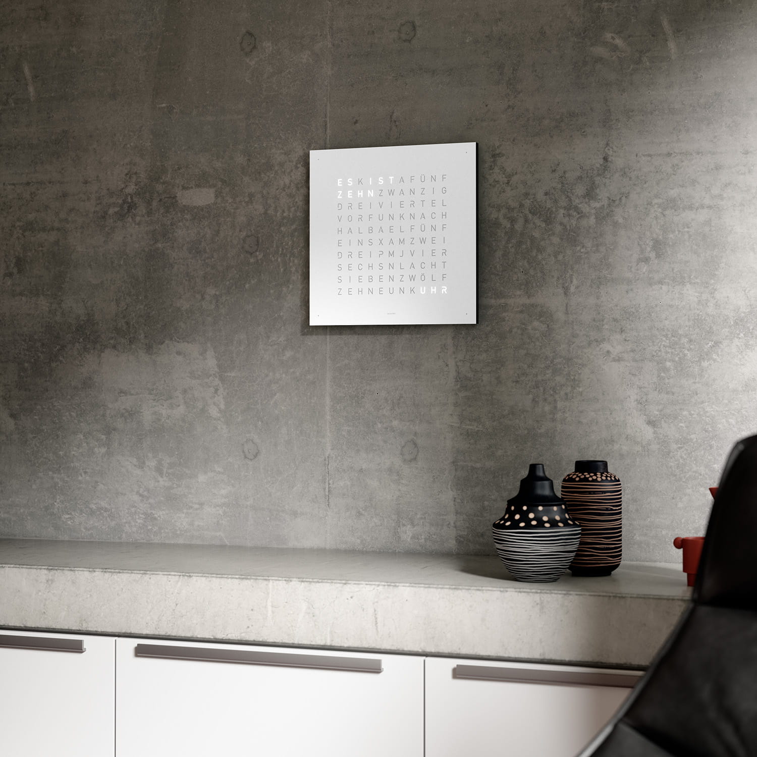 QLOCKTWO EARTH 45 White Pepper – Weißer Korpus Produktbild main 4