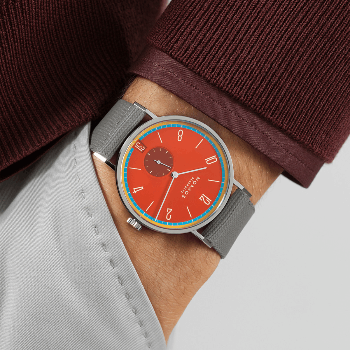 NOMOS Glashütte Tangente 38 Datum Sportbunt Produktbild main 2