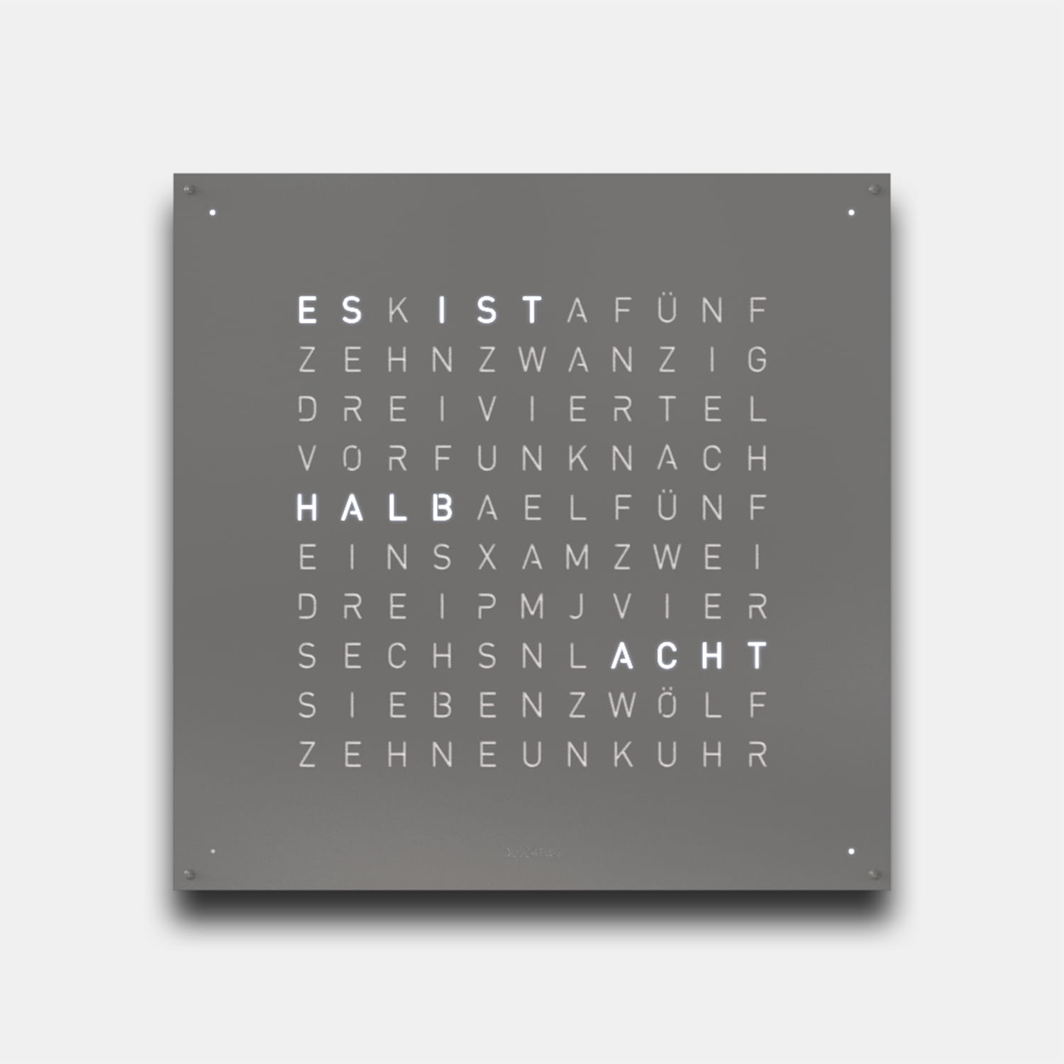 QLOCKTWO EARTH 90 Grey Pepper – Weißer Korpus Produktbild main 0