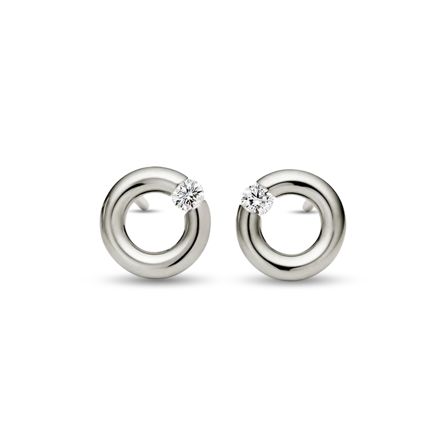 NIESSING SPANNRING® Ohrstecker – Fine Gray 8 mm 0,10 ct. Produktbild main 0