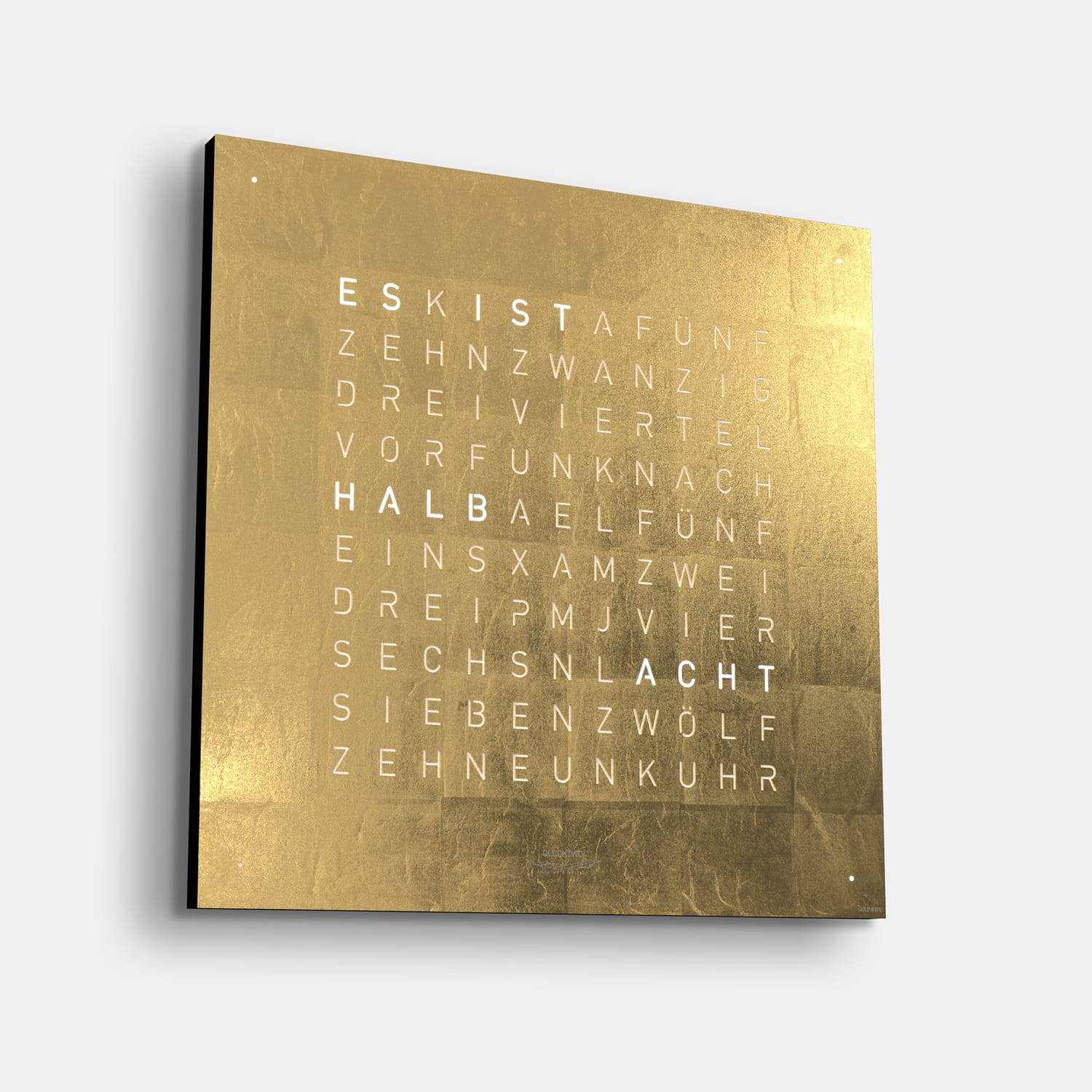 QLOCKTWO EARTH 45 Creator's Edition Gold  – Weißer Korpus Produktbild main 1