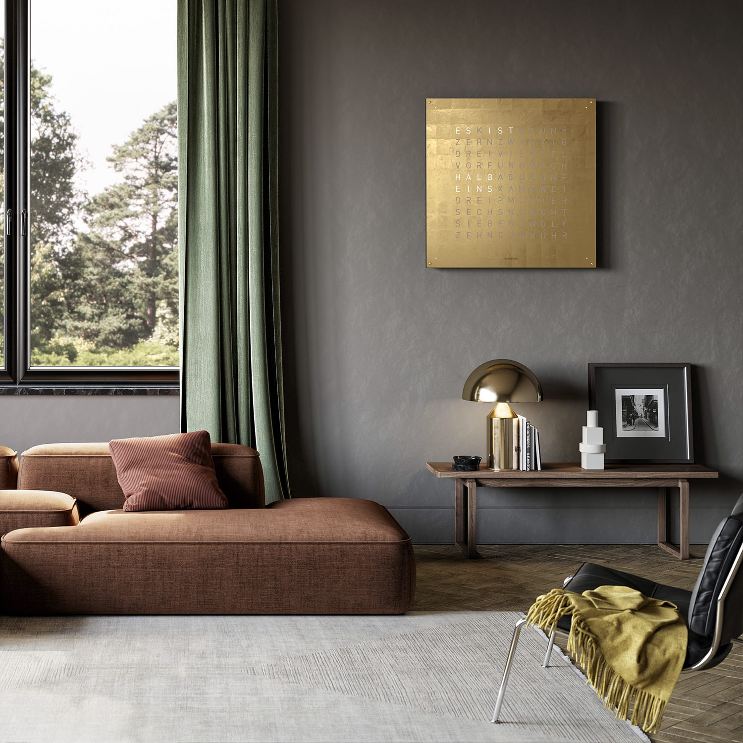 QLOCKTWO EARTH 90 Creator's Edition Gold – Weißer Korpus Produktbild main 3