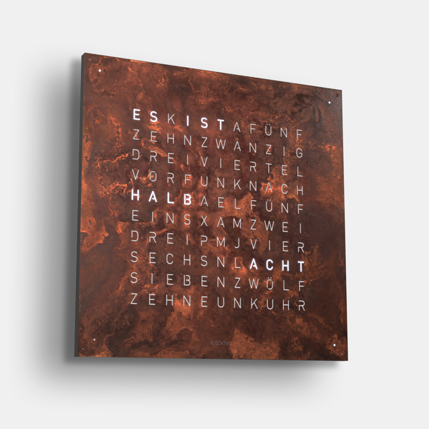 QLOCKTWO EARTH 90 Creator's Edition Rust – Weißer Korpus Produktbild main 1