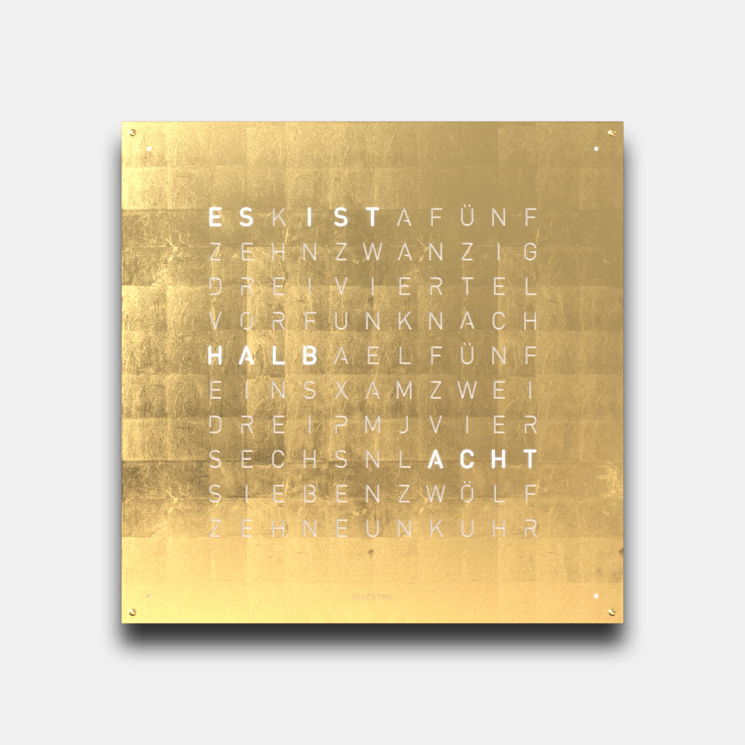 QLOCKTWO EARTH 90 Creator's Edition Gold – Weißer Korpus Produktbild main 0