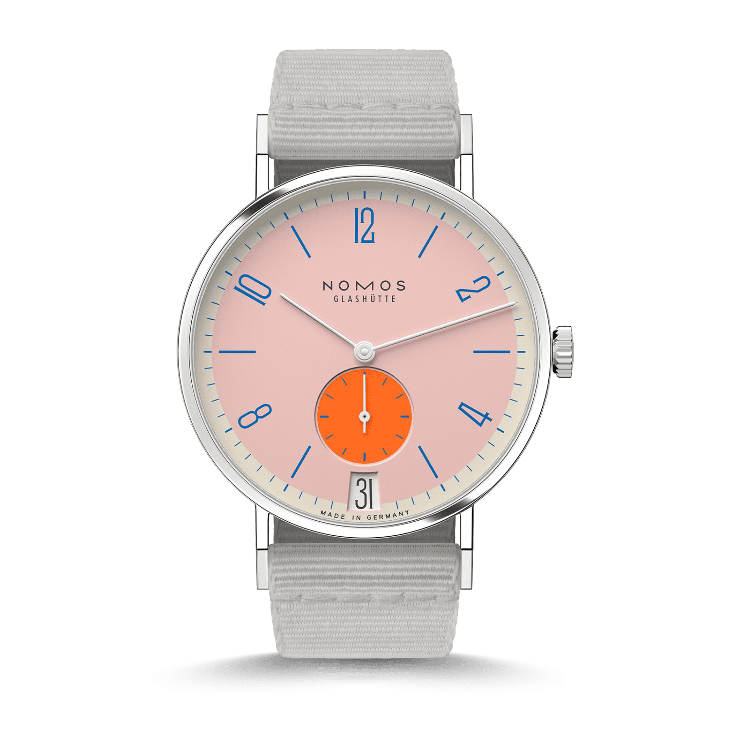 Nomos Glashütte Tangente 38 Datum Flamingopink