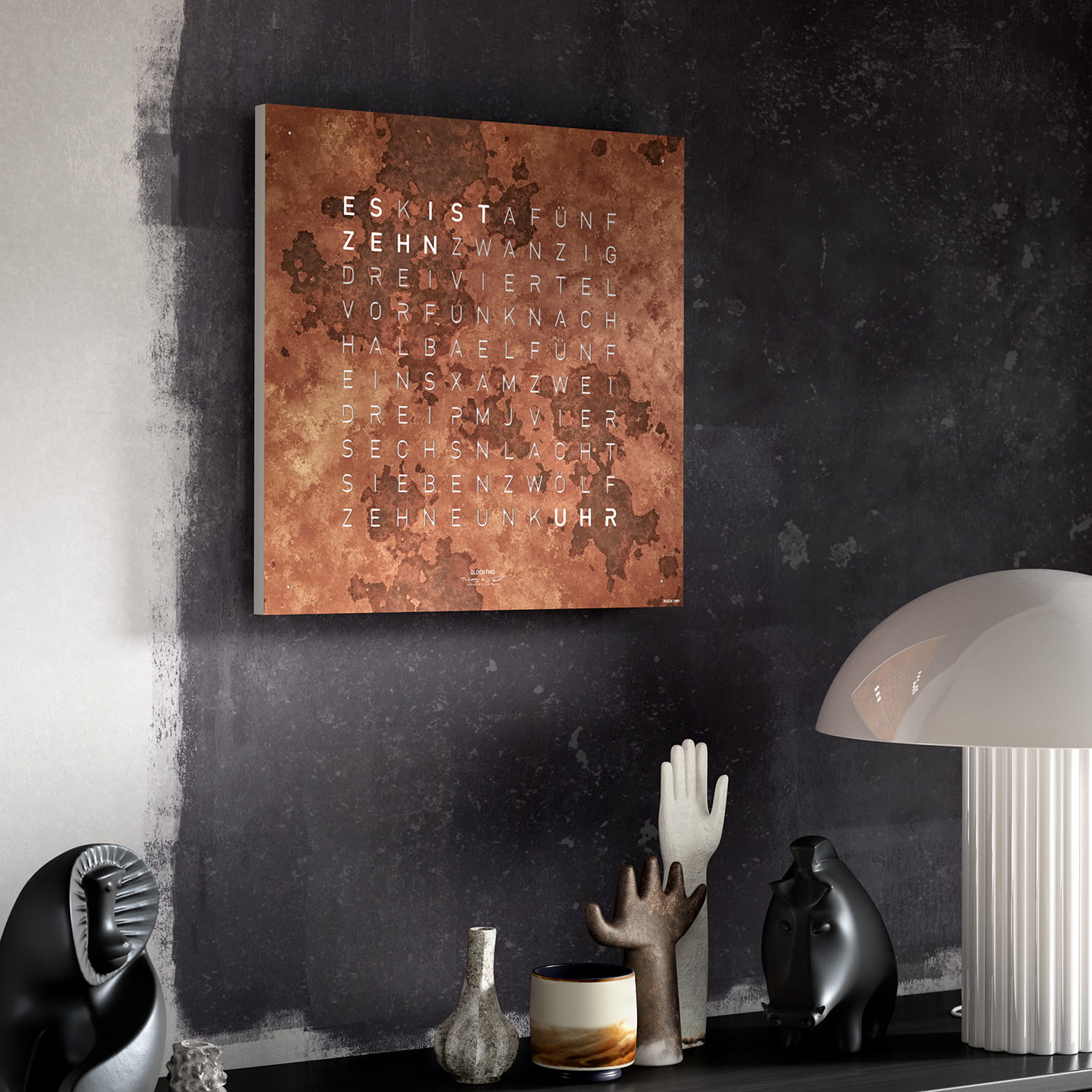 QLOCKTWO EARTH 45 Creator's Edition Rust – Weißer Korpus Produktbild main 4