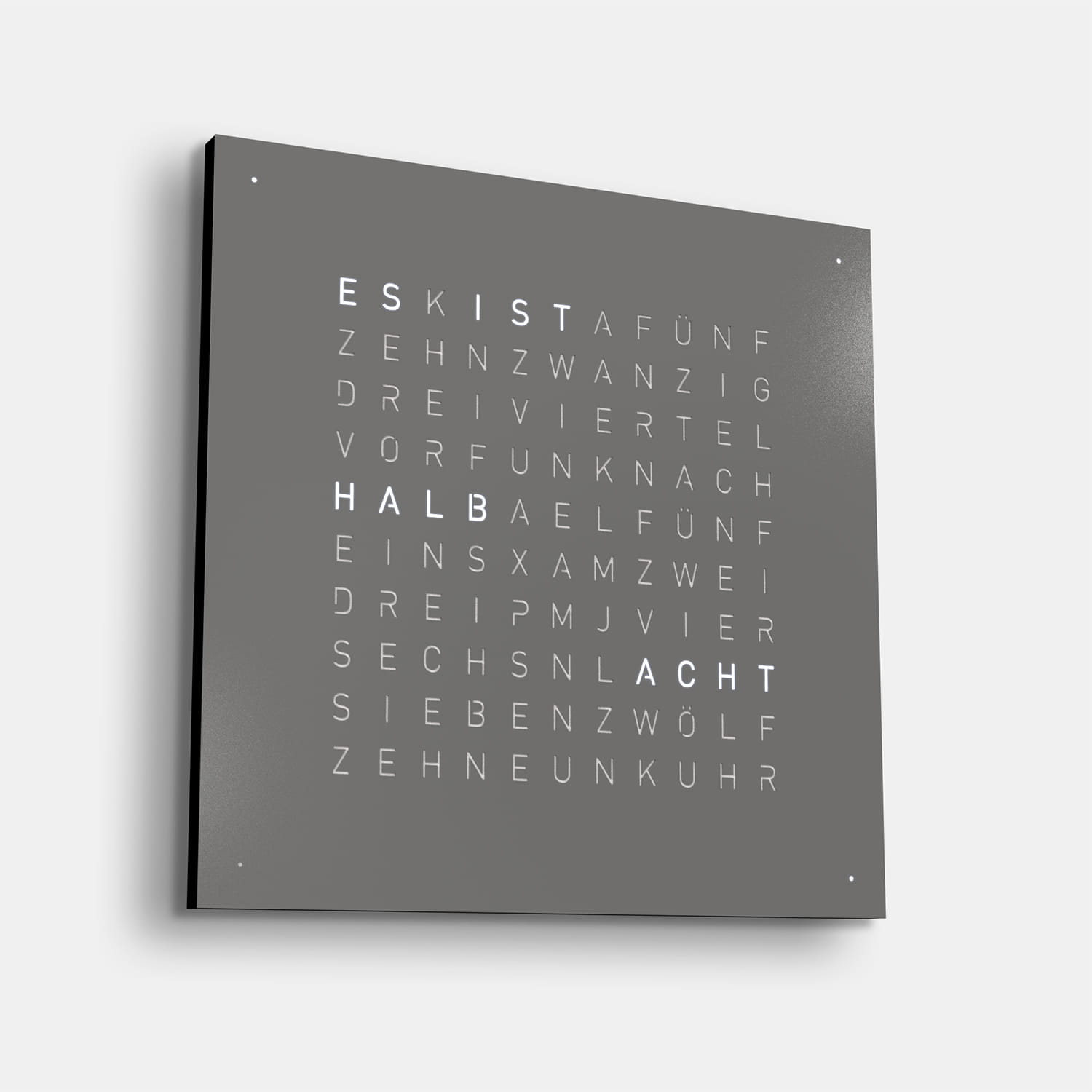 QLOCKTWO EARTH 45 Grey Pepper – Weißer Korpus Produktbild main 1