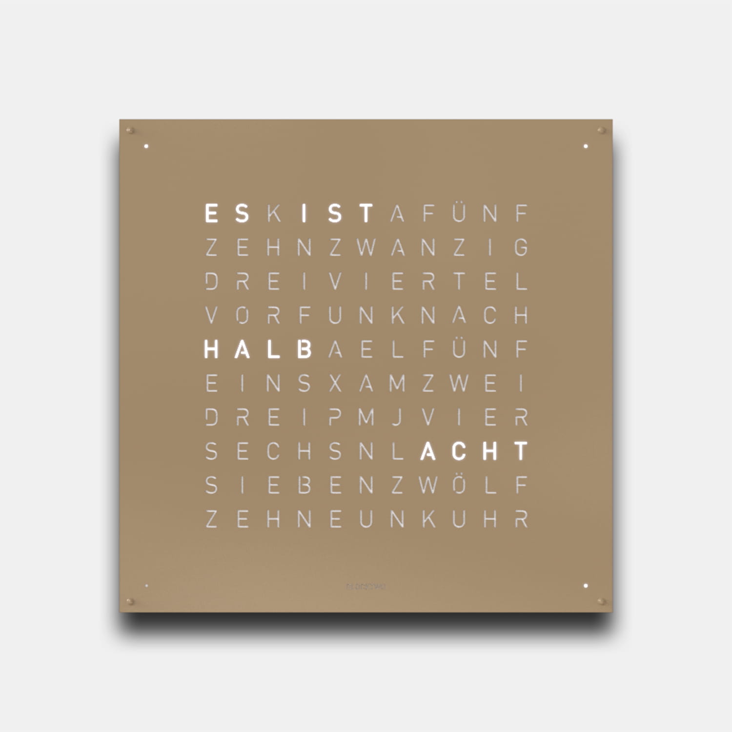 QLOCKTWO EARTH 90 Hazelnut – Weißer Korpus Produktbild main 0