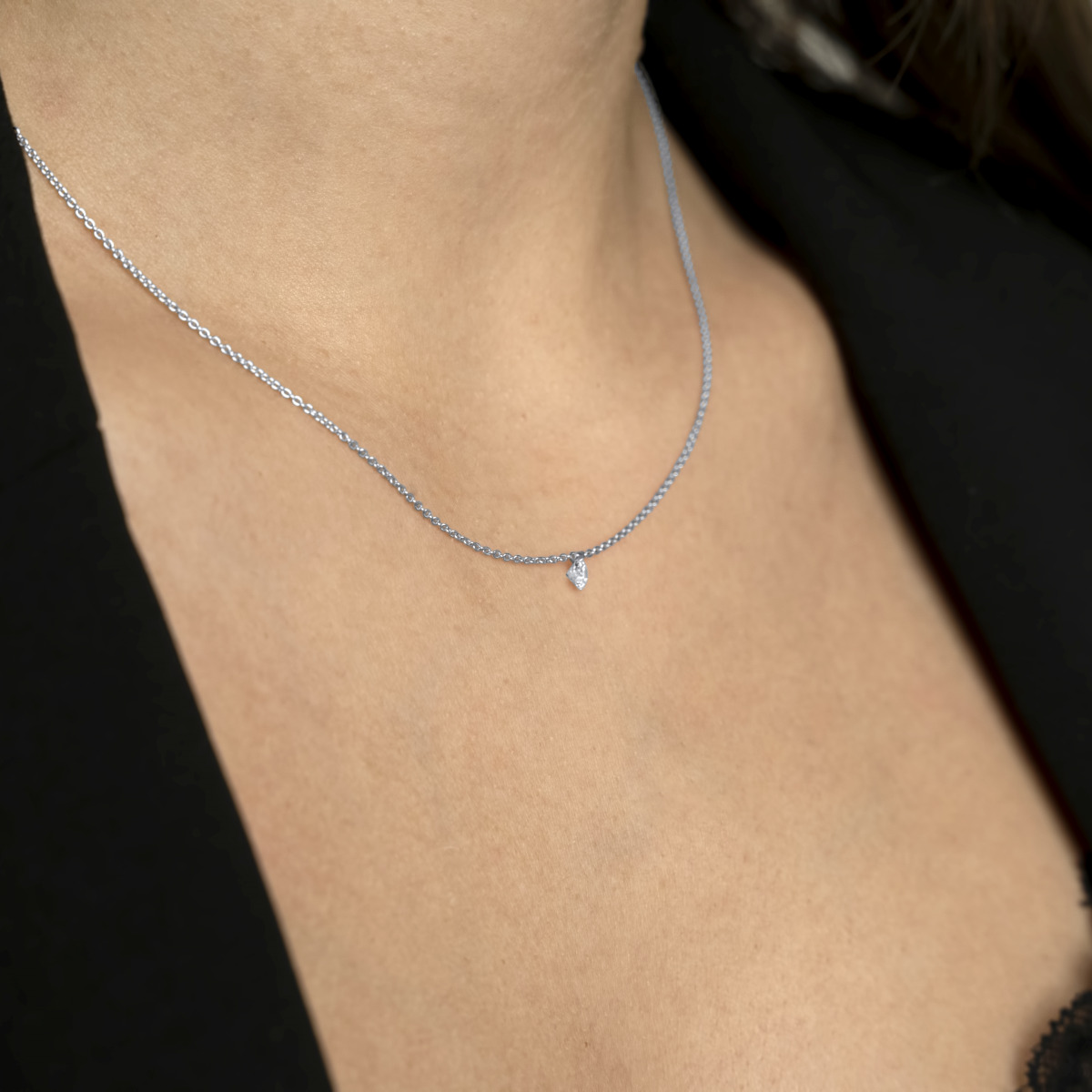Bossert Kast Collier Weißgold Brillant 0,25 ct. 42cm Produktbild main 2