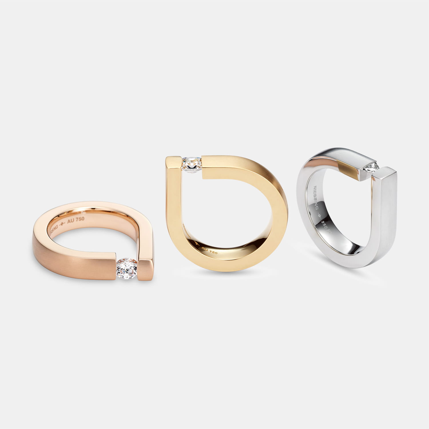 NIESSING Spannring® Bauhaus – Brillant – Platinum 0,4 ct Produktbild main 1