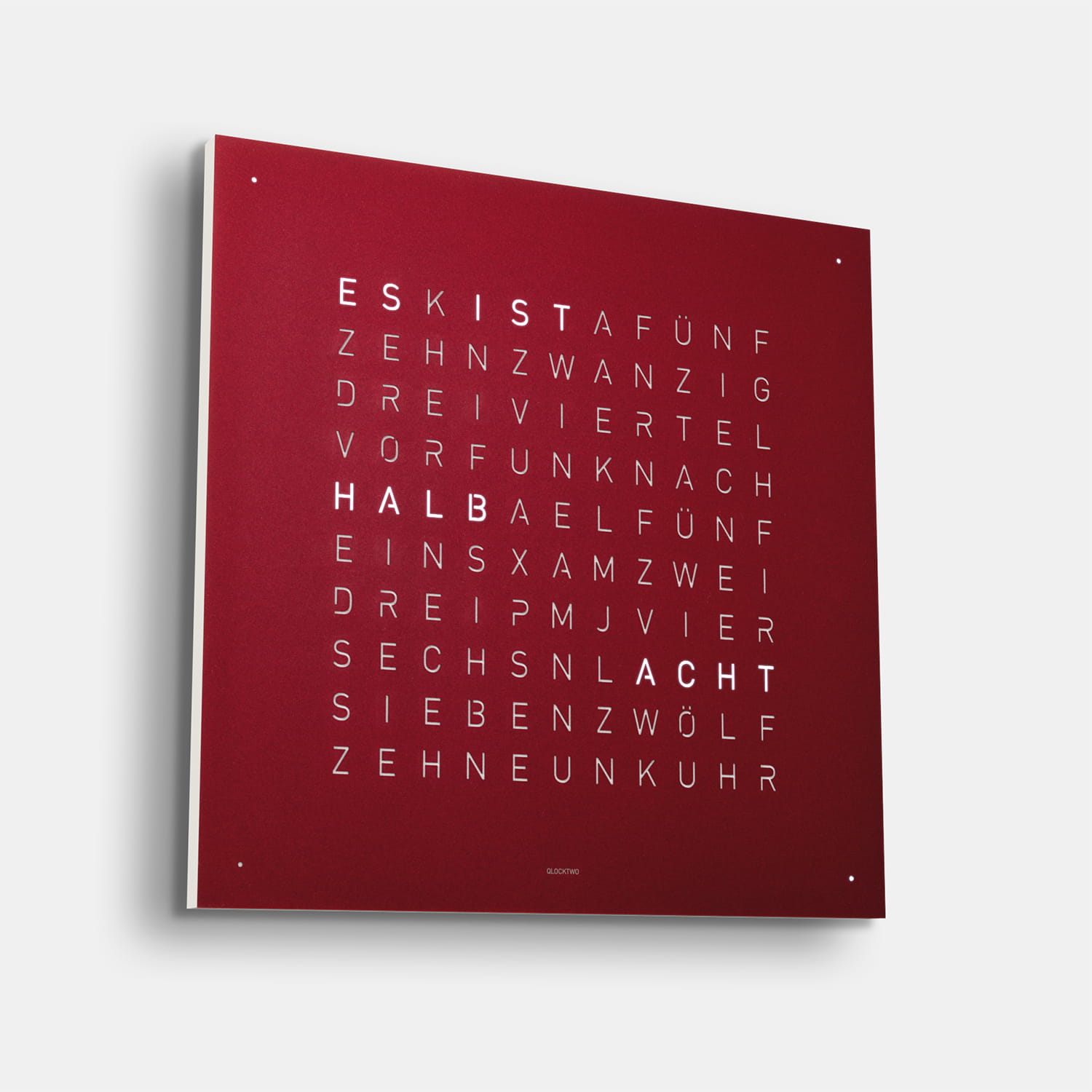 QLOCKTWO EARTH 45 Red Velvet – Weißer Korpus Produktbild main 2