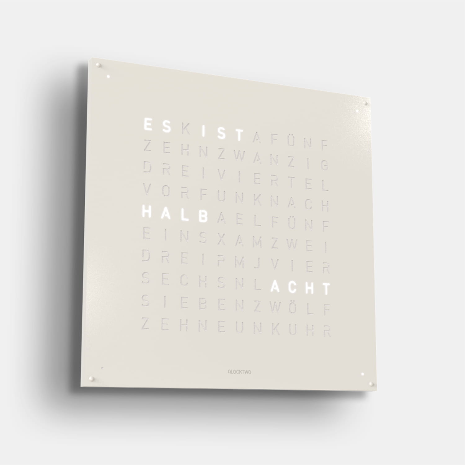 QLOCKTWO EARTH 90 White Pepper – Weißer Korpus Produktbild main 2