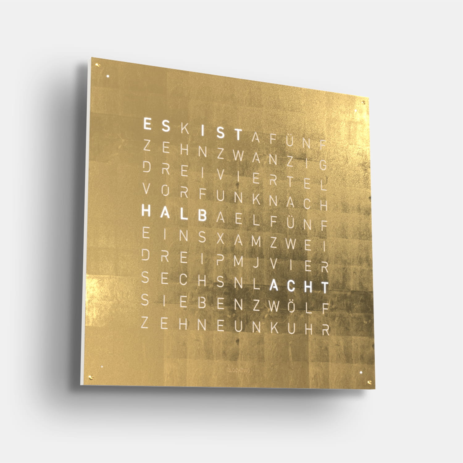 QLOCKTWO EARTH 90 Creator's Edition Gold – Weißer Korpus Produktbild main 2