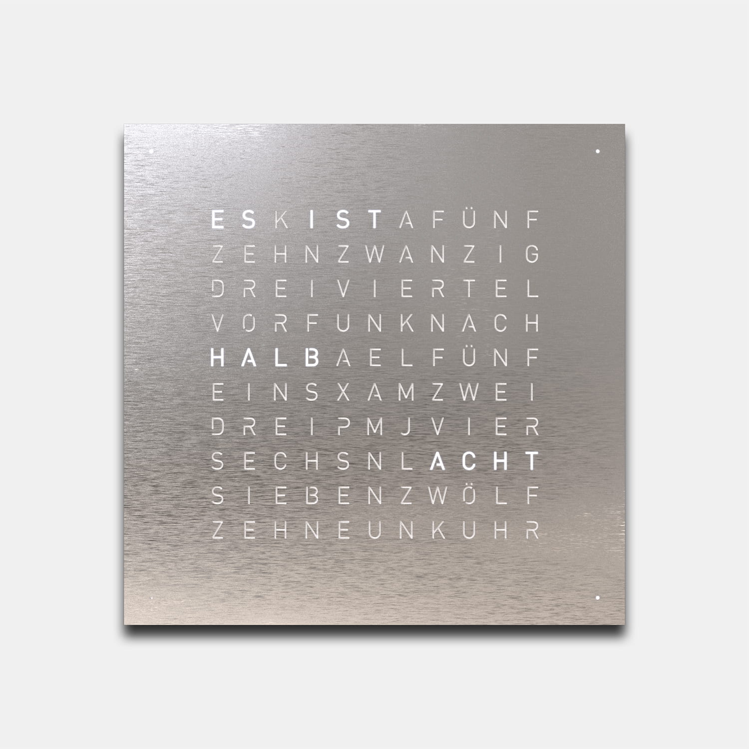 QLOCKTWO EARTH 45 Stainless Steel – Weißer Korpus Produktbild main 0