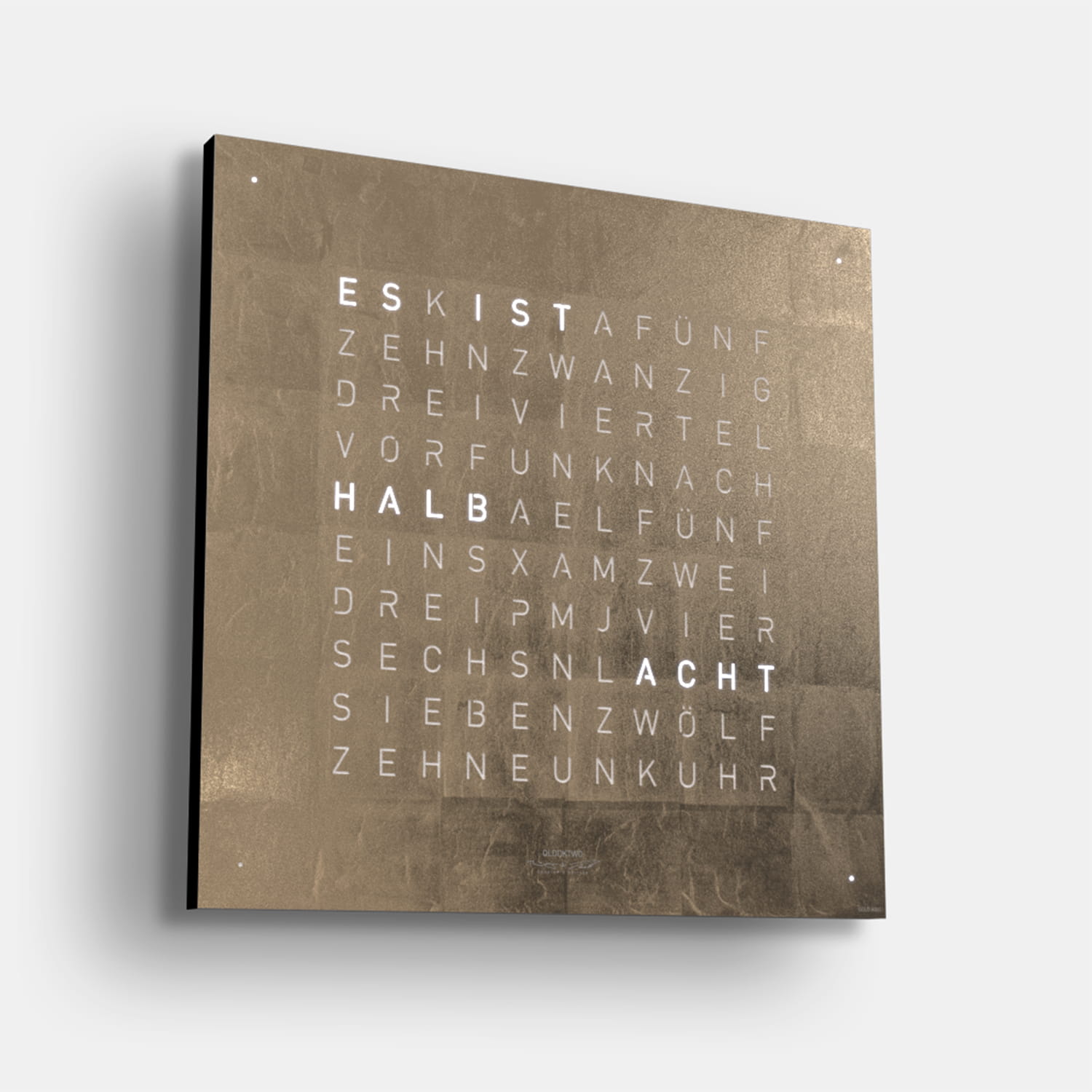 QLOCKTWO EARTH 45 Creator's Edition Moon Gold – Weißer Korpus Produktbild main 1