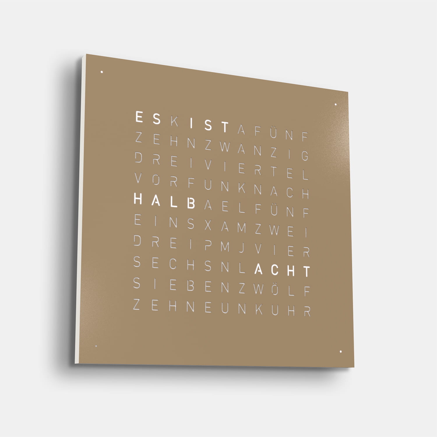 QLOCKTWO EARTH 45 Hazelnut – Weißer Korpus Produktbild main 2