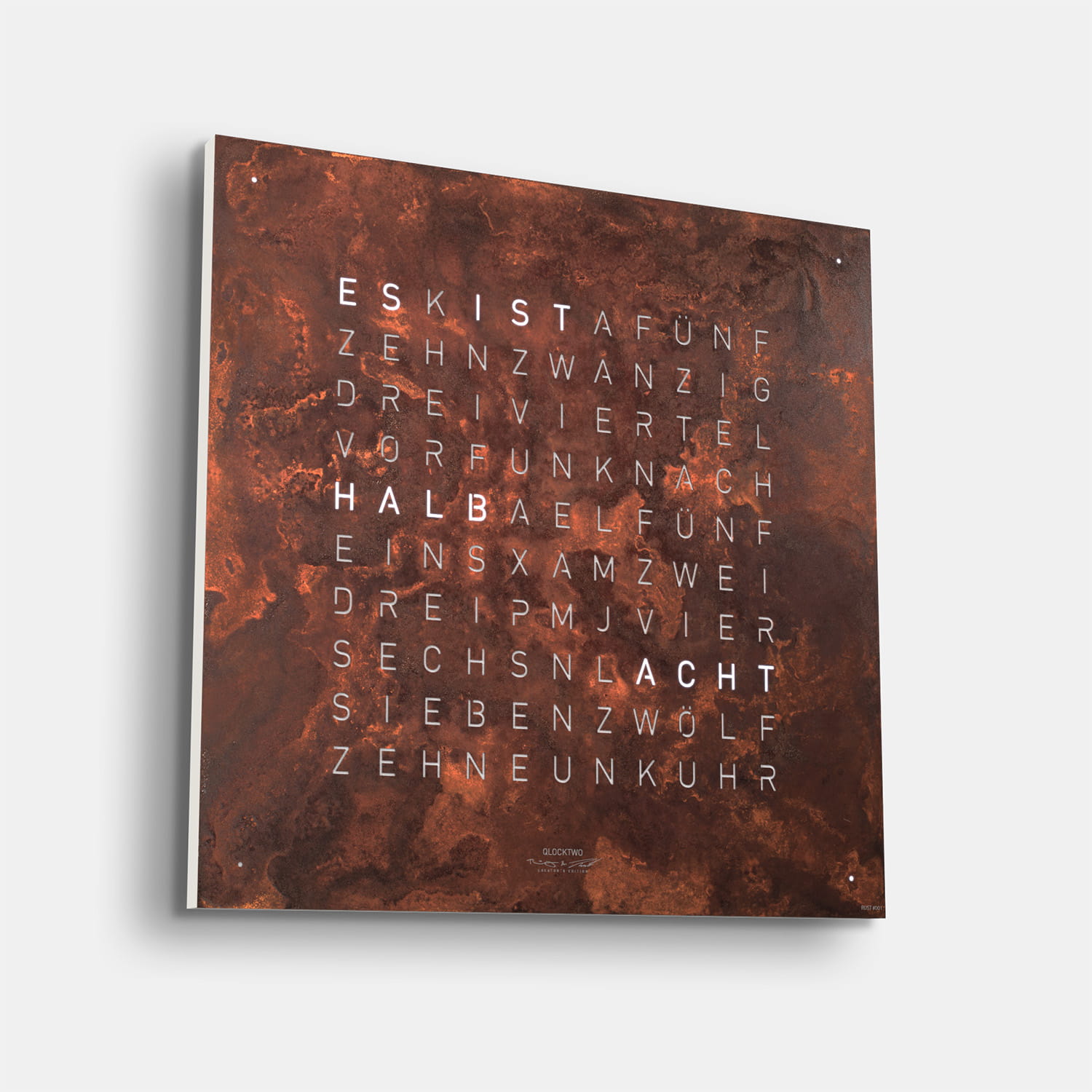 QLOCKTWO EARTH 45 Creator's Edition Rust – Weißer Korpus Produktbild main 2