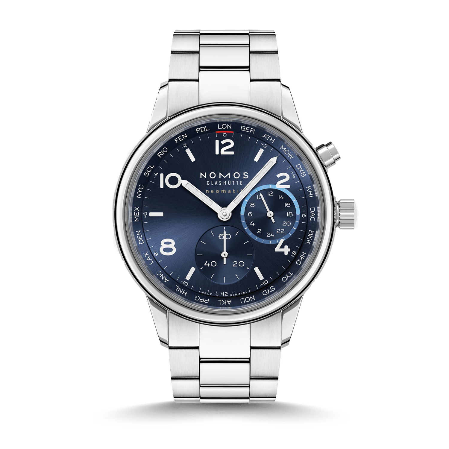 NOMOS Glashütte Club Sport neomatik Weltzeit blau