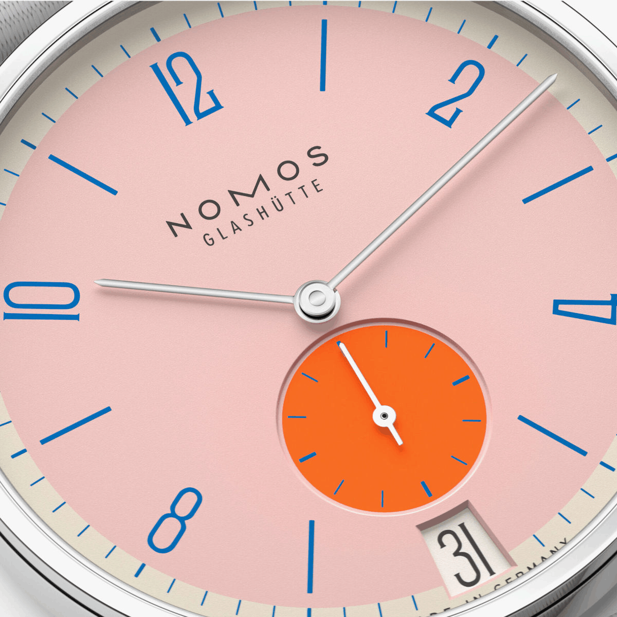 NOMOS Glashütte Tangente 38 Datum Flamingopink Produktbild main 3