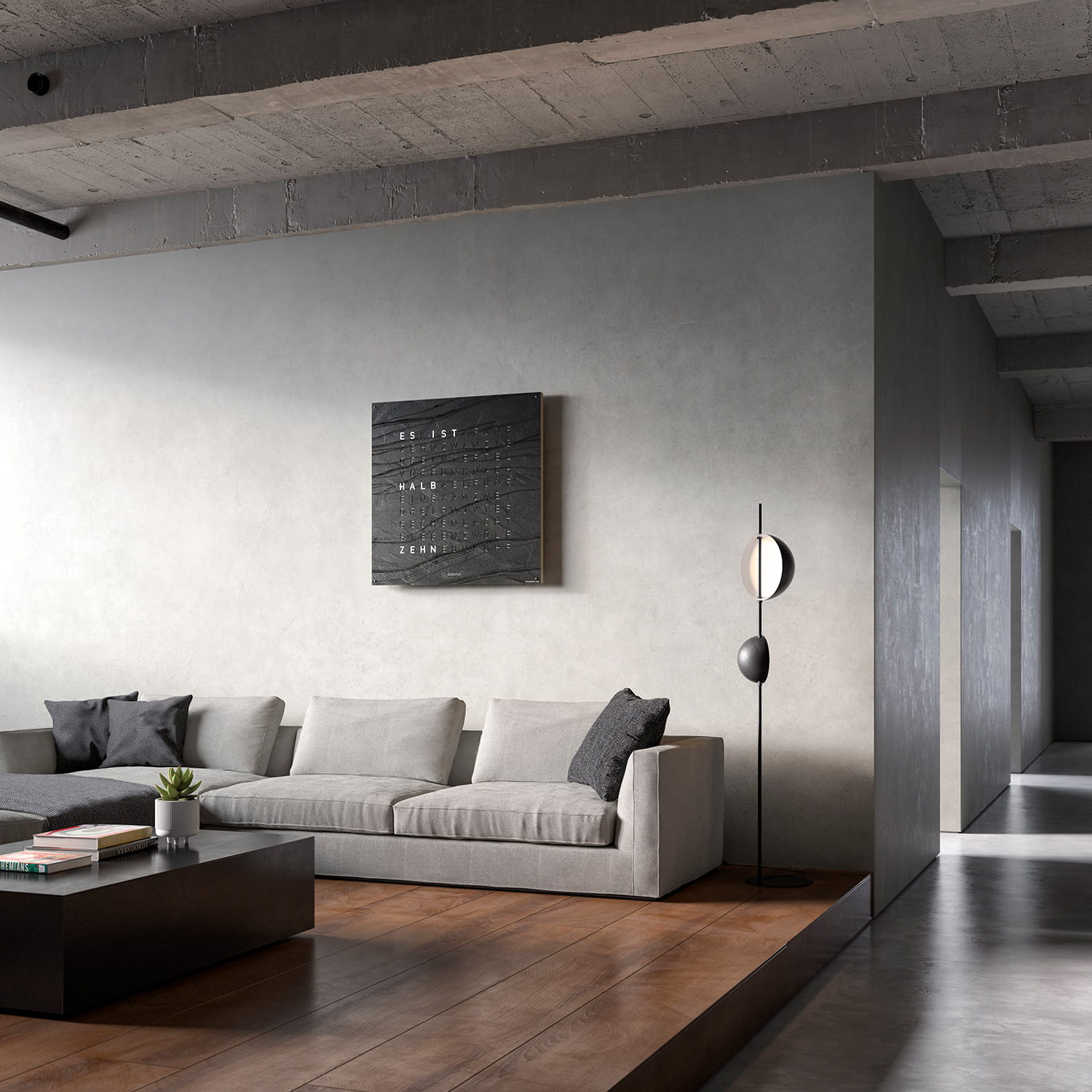 QLOCKTWO EARTH 90 Creator's Edition Metamorphite – Weißer Korpus Produktbild main 4