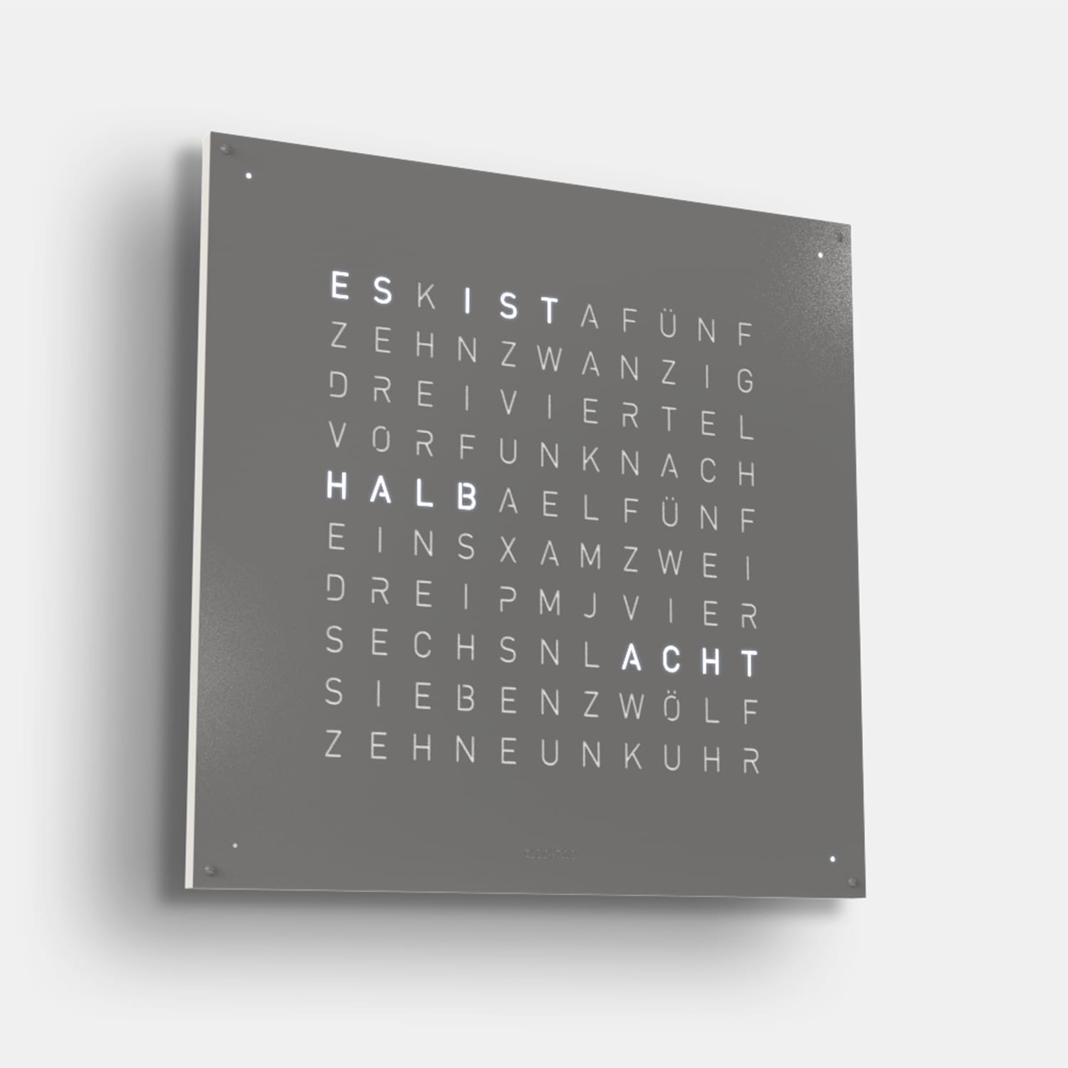 QLOCKTWO EARTH 90 Grey Pepper – Weißer Korpus Produktbild main 2