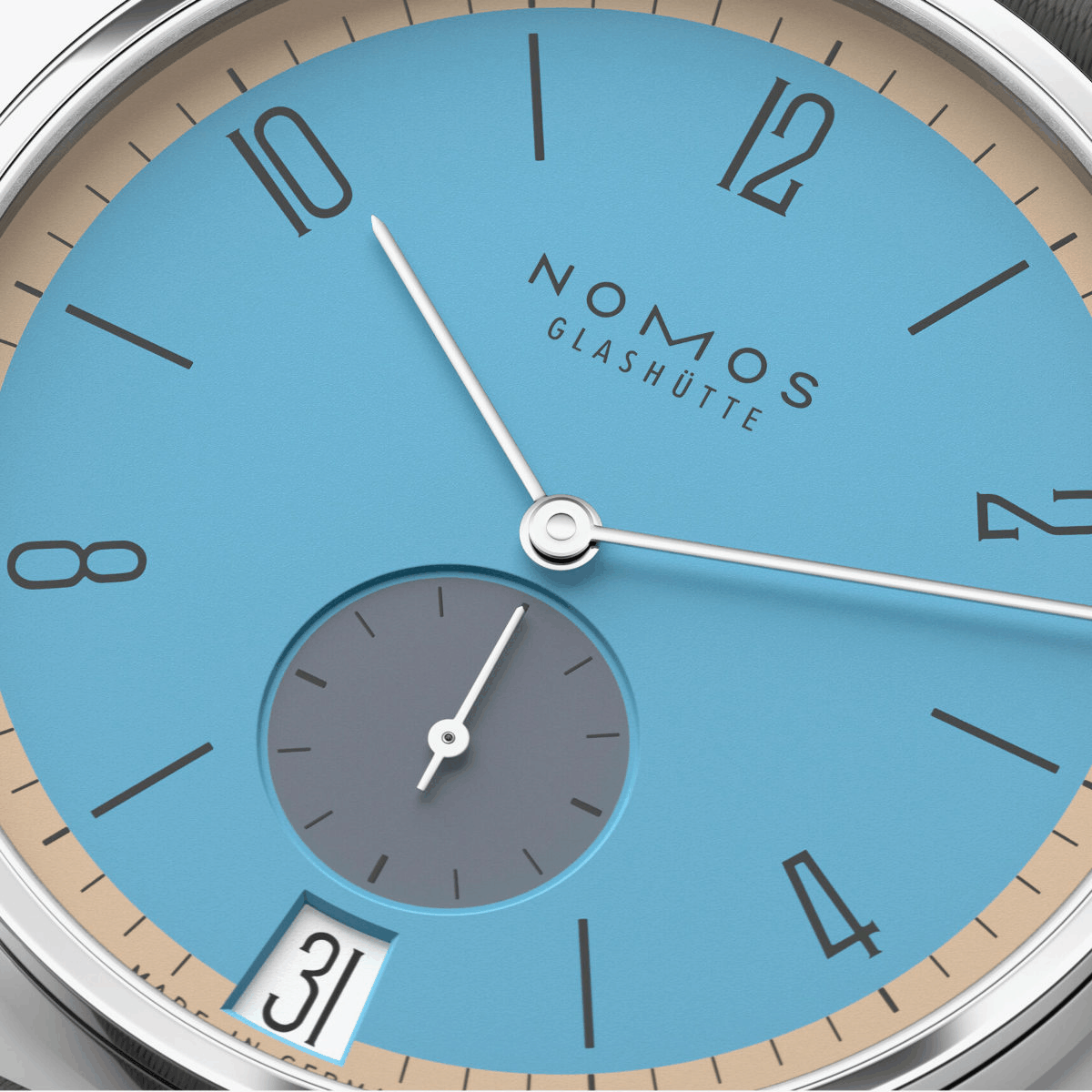 NOMOS Glashütte Tangente 38 Datum Delfin Produktbild main 3