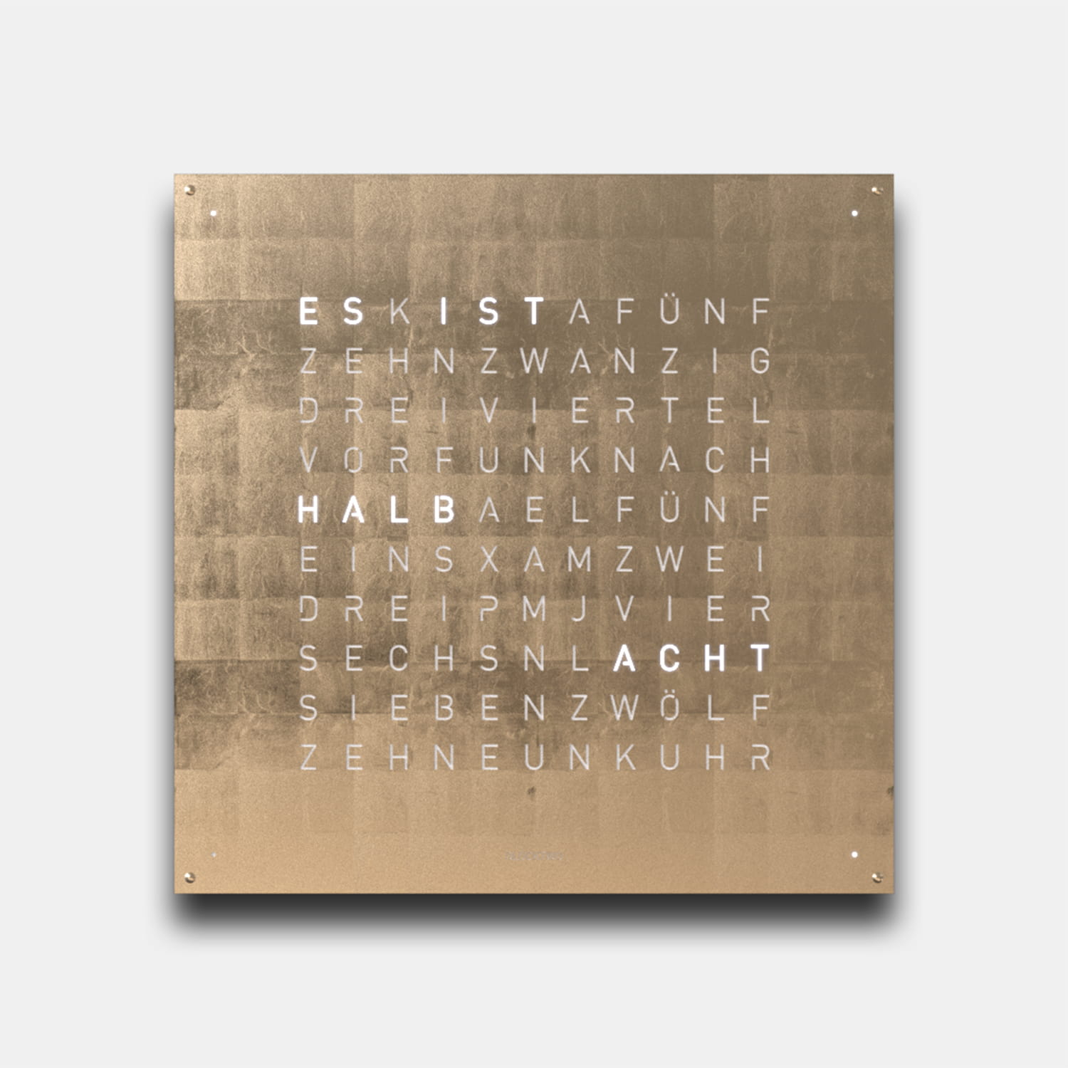 QLOCKTWO EARTH 90 Creator's Edition Moon Gold – Weißer Korpus Produktbild main 0