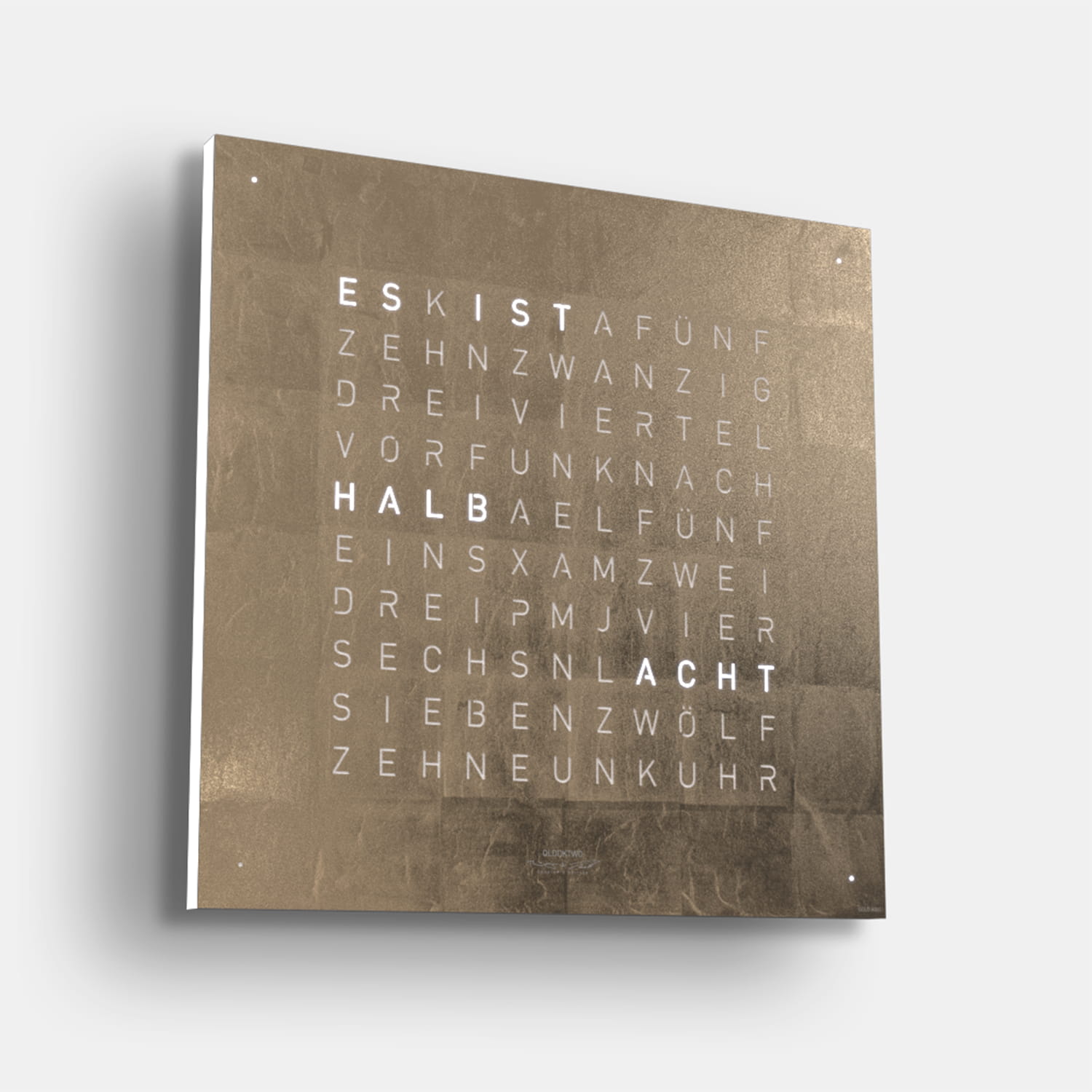 QLOCKTWO EARTH 45 Creator's Edition Moon Gold – Weißer Korpus Produktbild main 2