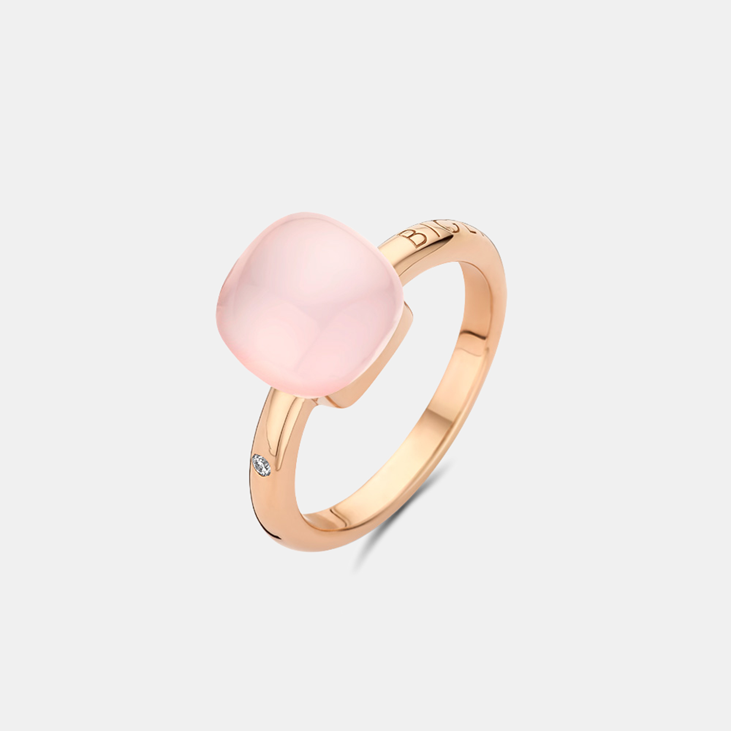 Bigli Mini Sweety Ring mit Rosenquarz und Perlmutt – Ringweite 57 Produktbild main 0