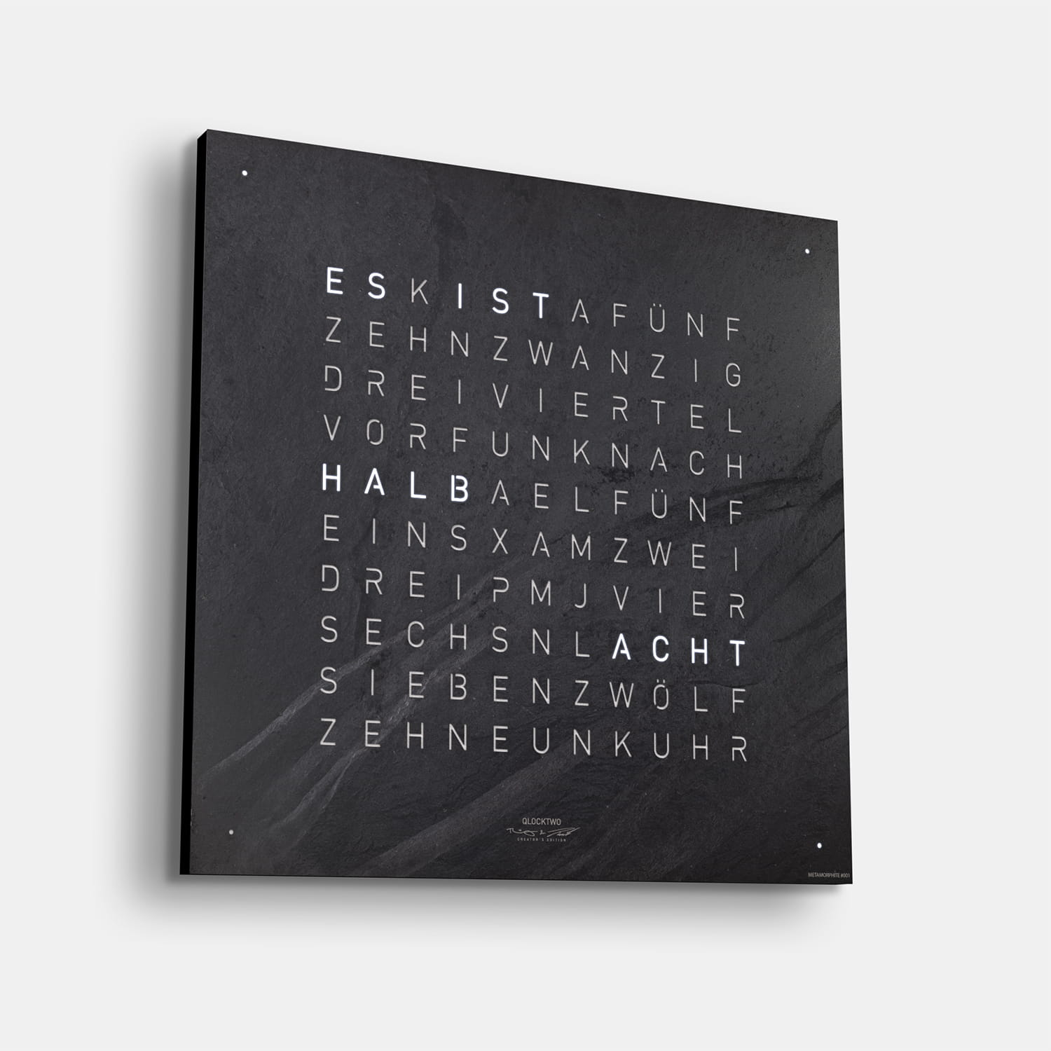 QLOCKTWO EARTH 45 Creator's Edition Metamorphite – Weißer Korpus Produktbild main 2
