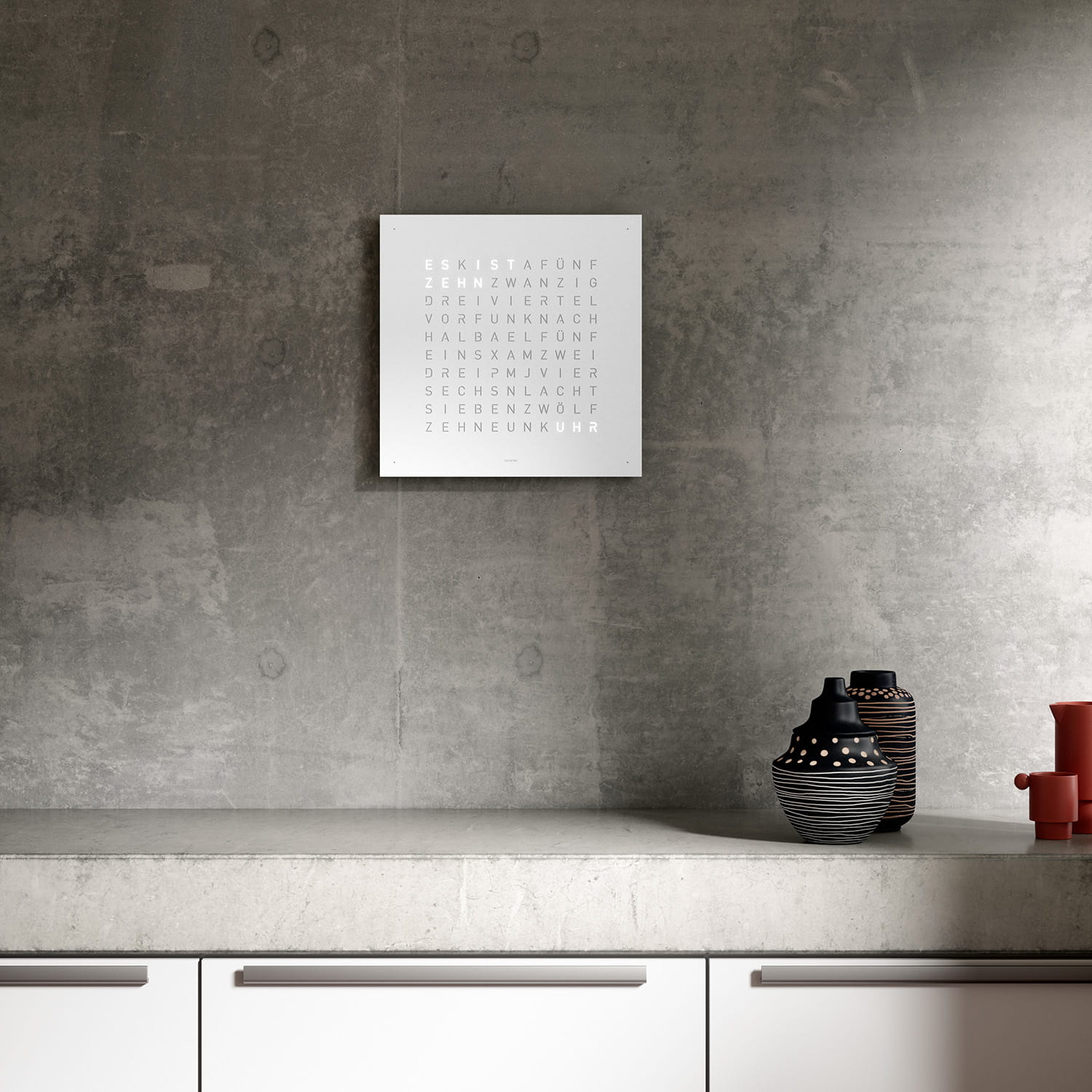 QLOCKTWO EARTH 45 White Pepper – Weißer Korpus Produktbild main 3