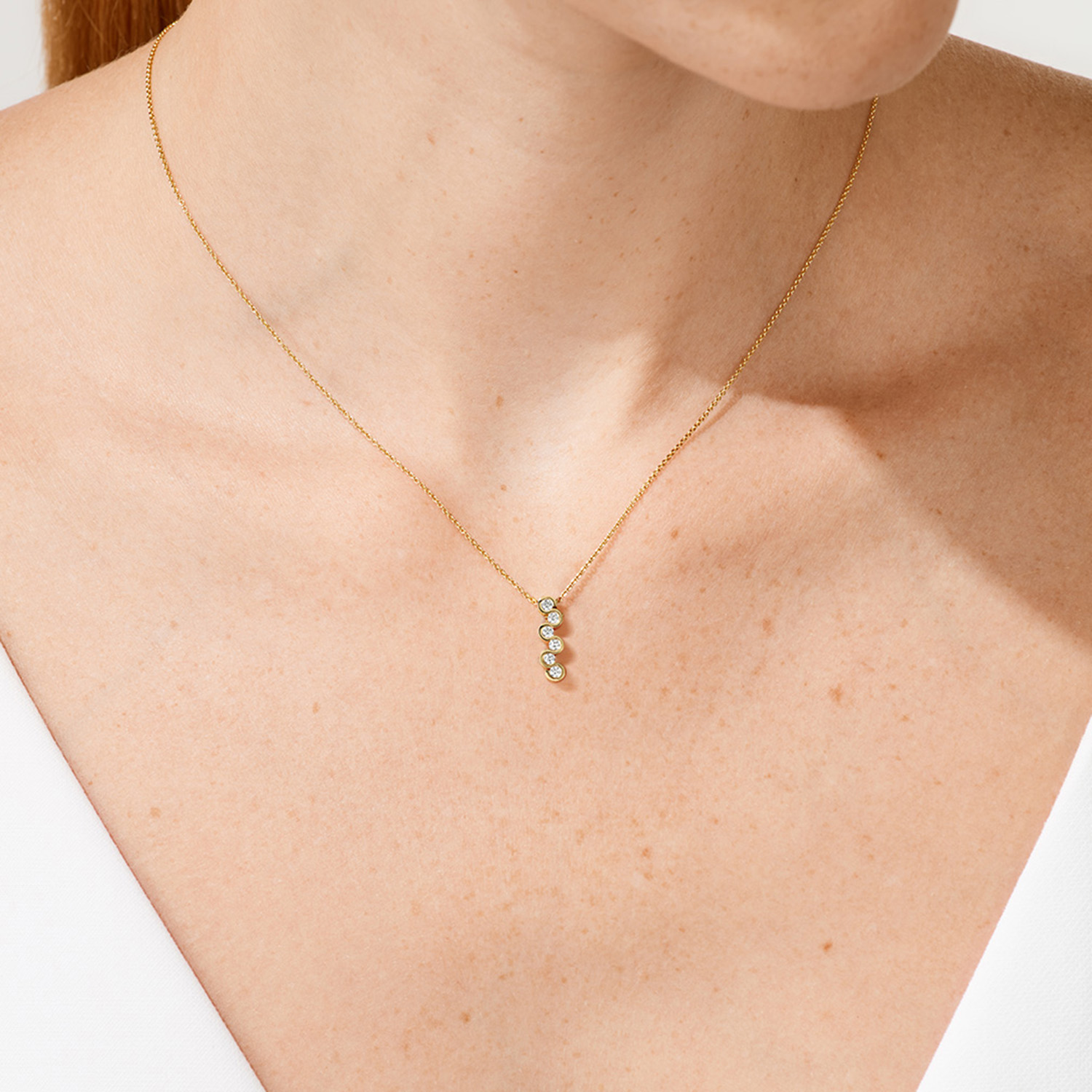 Niessing Diamond Wave Anhänger mit Kette – Gelbgold Produktbild main 1