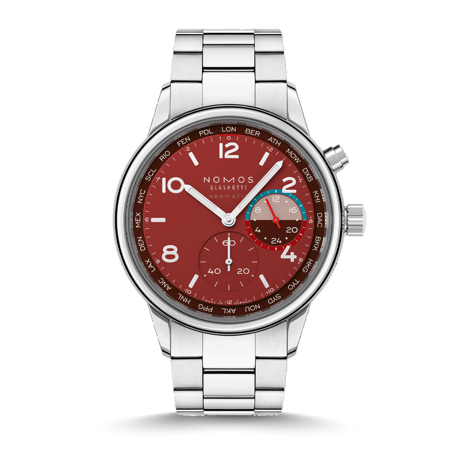 NOMOS Glashütte Club Sport neomatik Weltzeit Magma Produktbild main 0