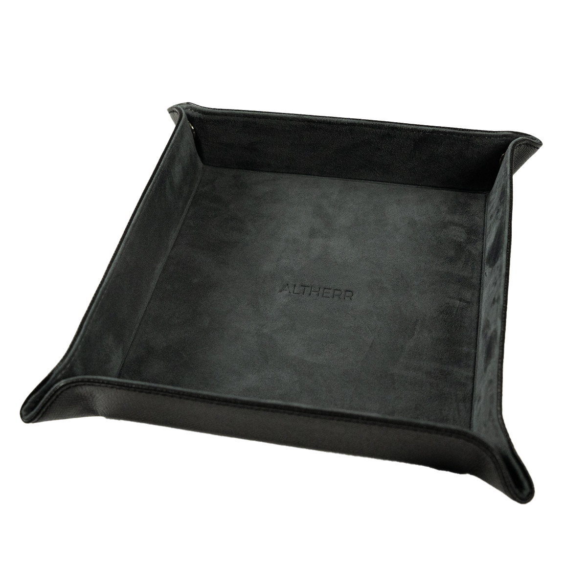 ALTHERR Lederablage aus Saffiano & Wildleder Schwarz