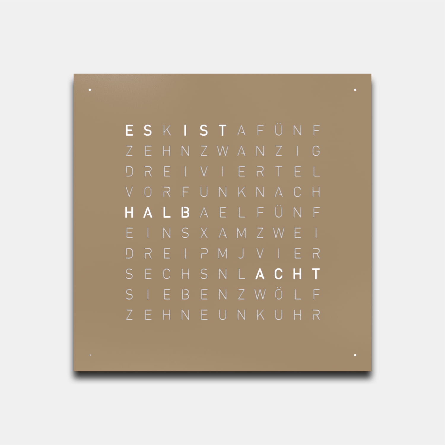 QLOCKTWO EARTH 45 Hazelnut – Weißer Korpus Produktbild main 0