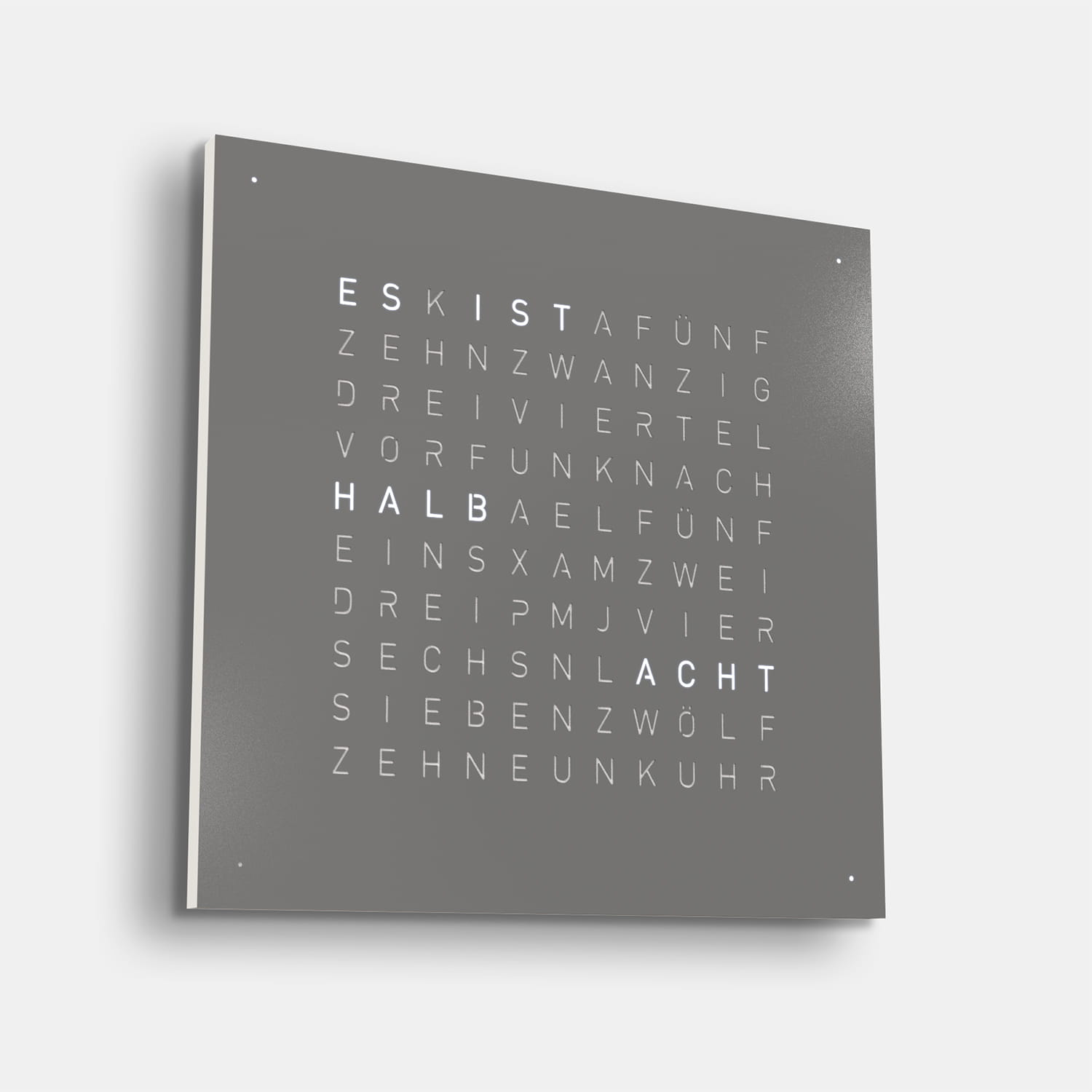 QLOCKTWO EARTH 45 Grey Pepper – Weißer Korpus Produktbild main 2