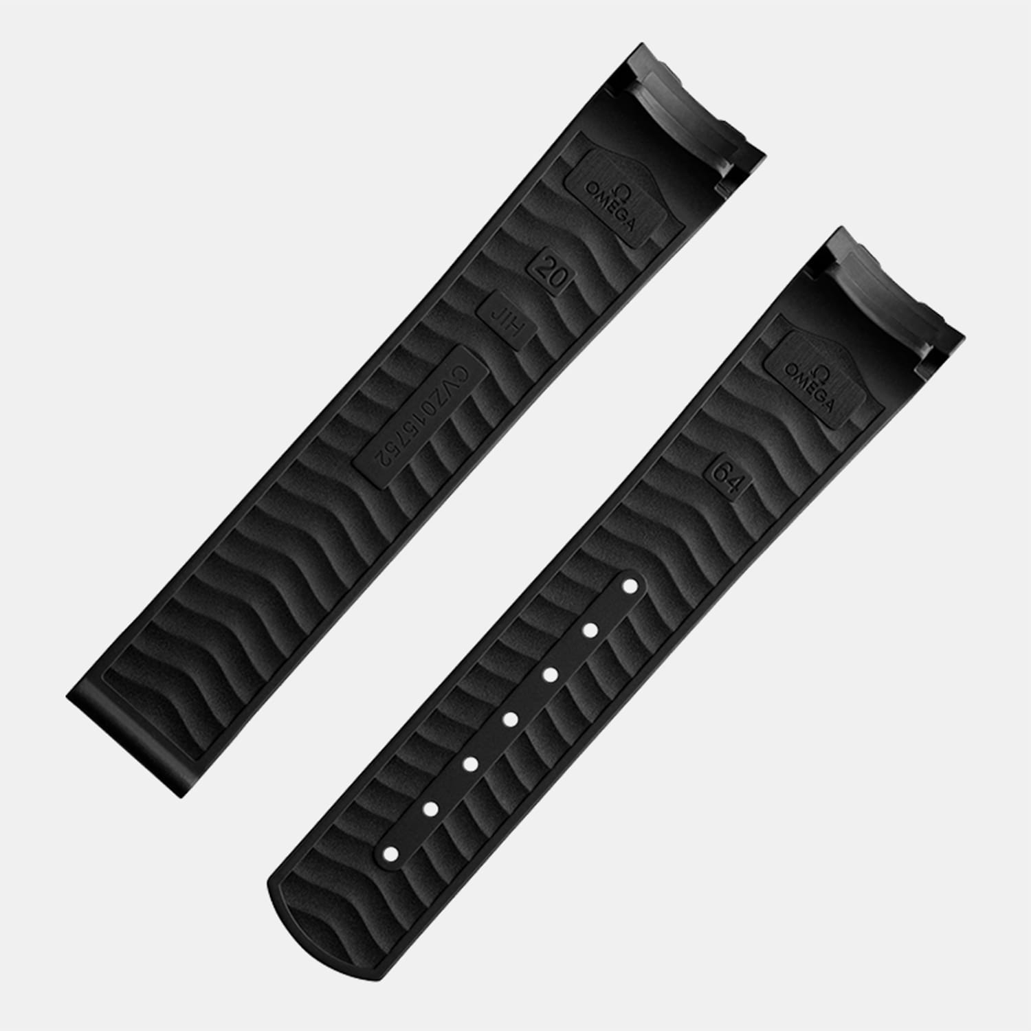 OMEGA Seamaster Diver 300M – Kautschukband Schwarz ohne Faltschließe 20 mm – L Produktbild main 2