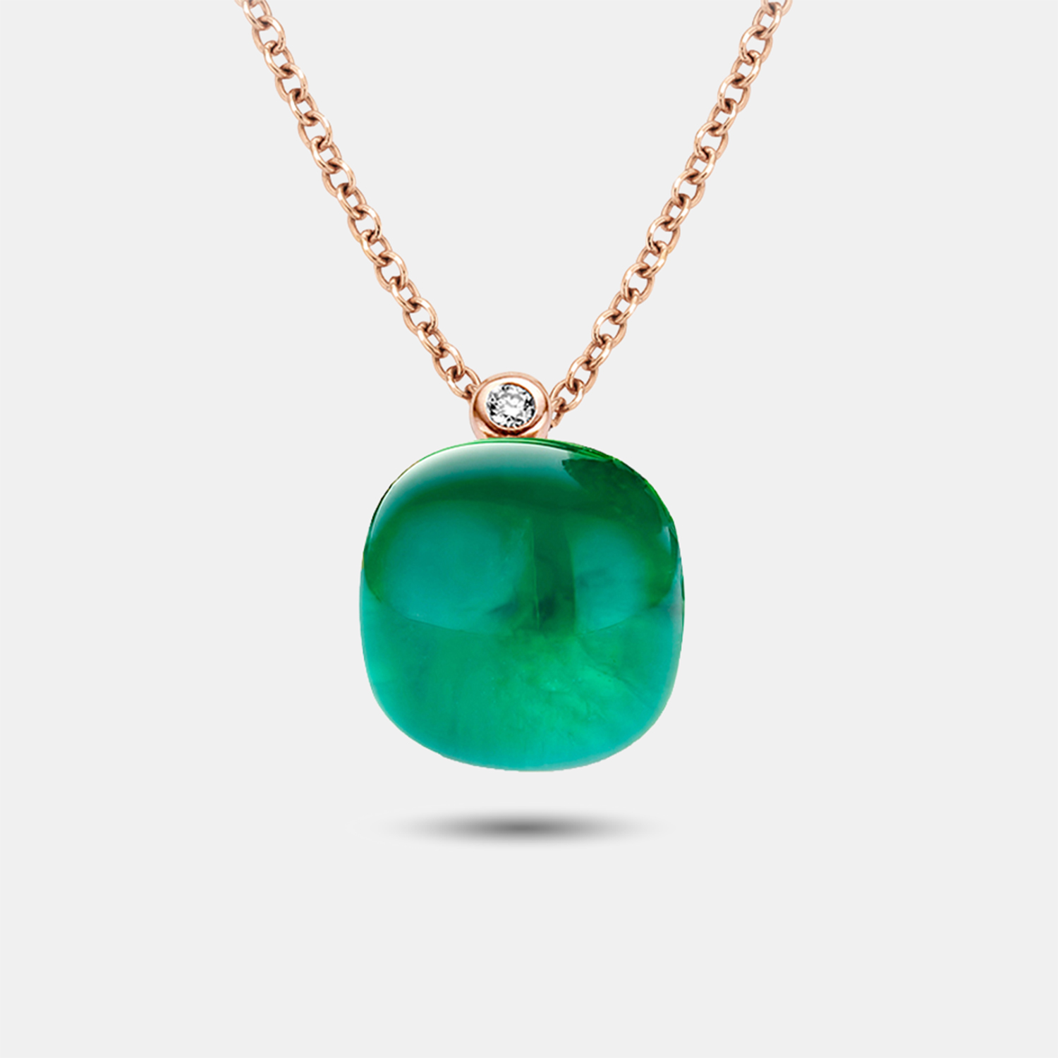 Bigli Mini Sweety Kette mit Anhänger mit Smaragd und Perlmutt