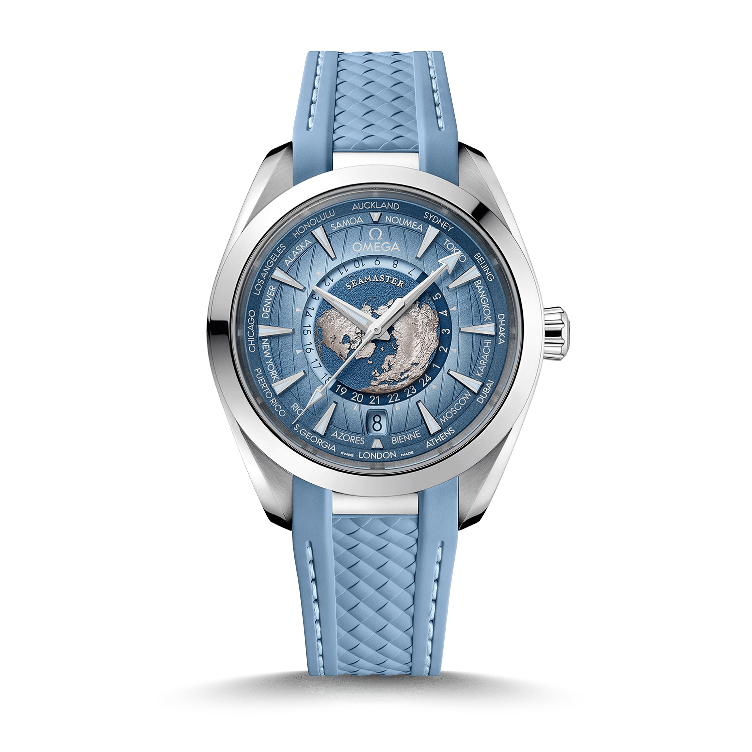 OMEGA Seamaster Aqua Terra GMT Worldtimer Summer Blue 43 Produktbild main 0