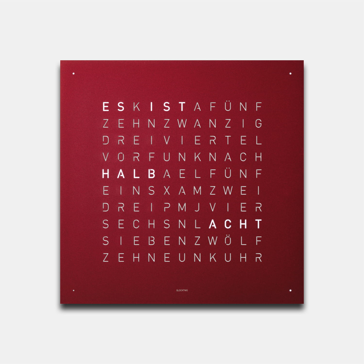 QLOCKTWO EARTH 45 Red Velvet – Weißer Korpus Produktbild main 0