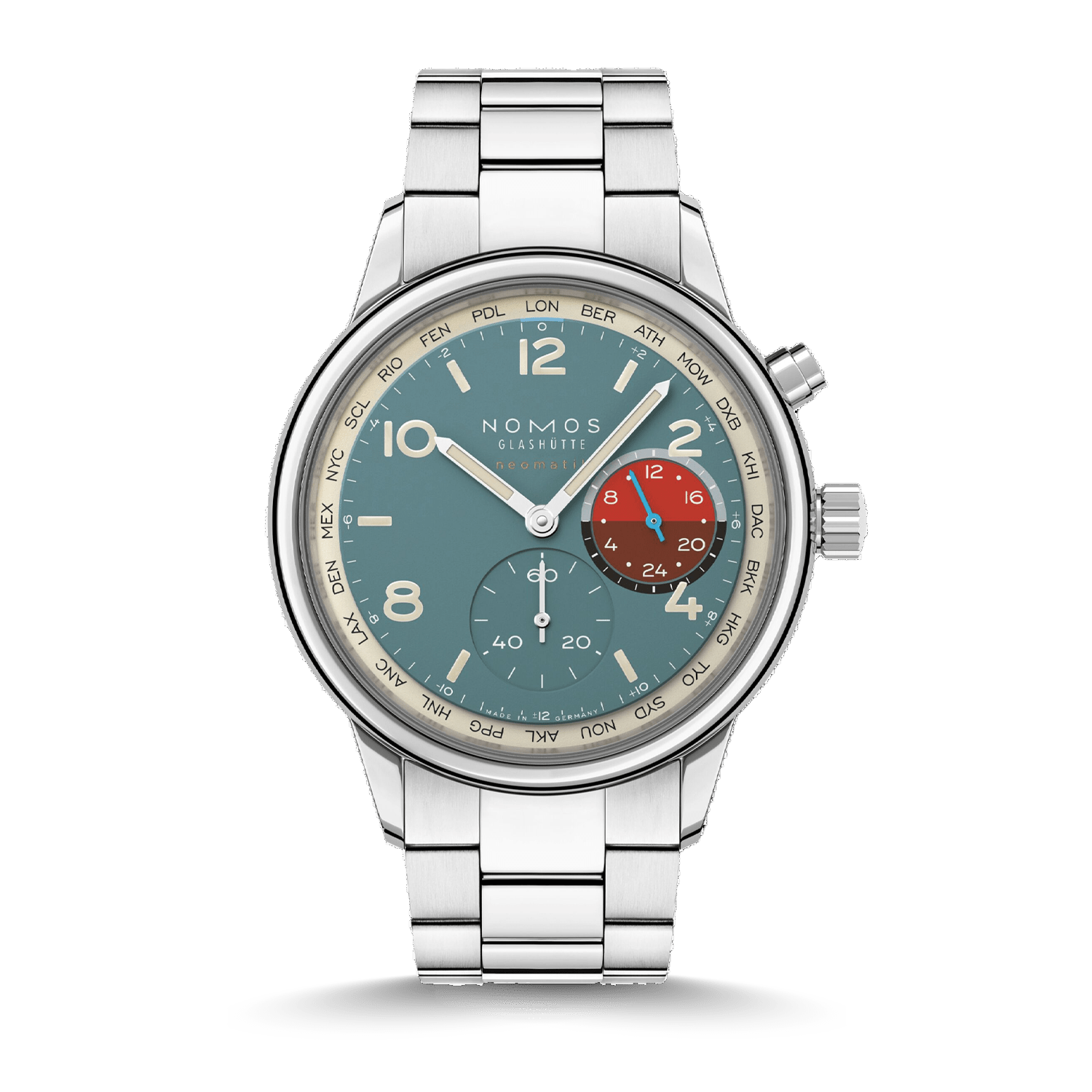 NOMOS Glashütte Club Sport neomatik Weltzeit Glacier Produktbild main 0