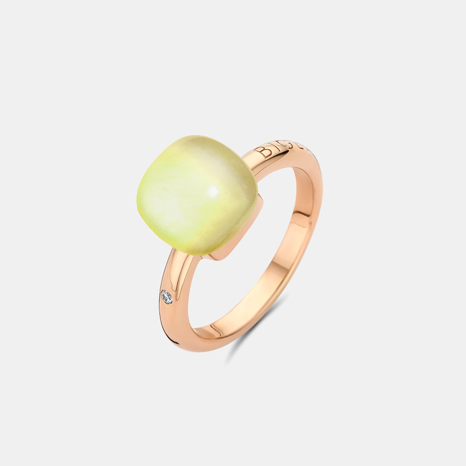 Bigli Mini Sweety Ring mit Zitronenquarz und Perlmutt – Ringweite 57 Produktbild main 0