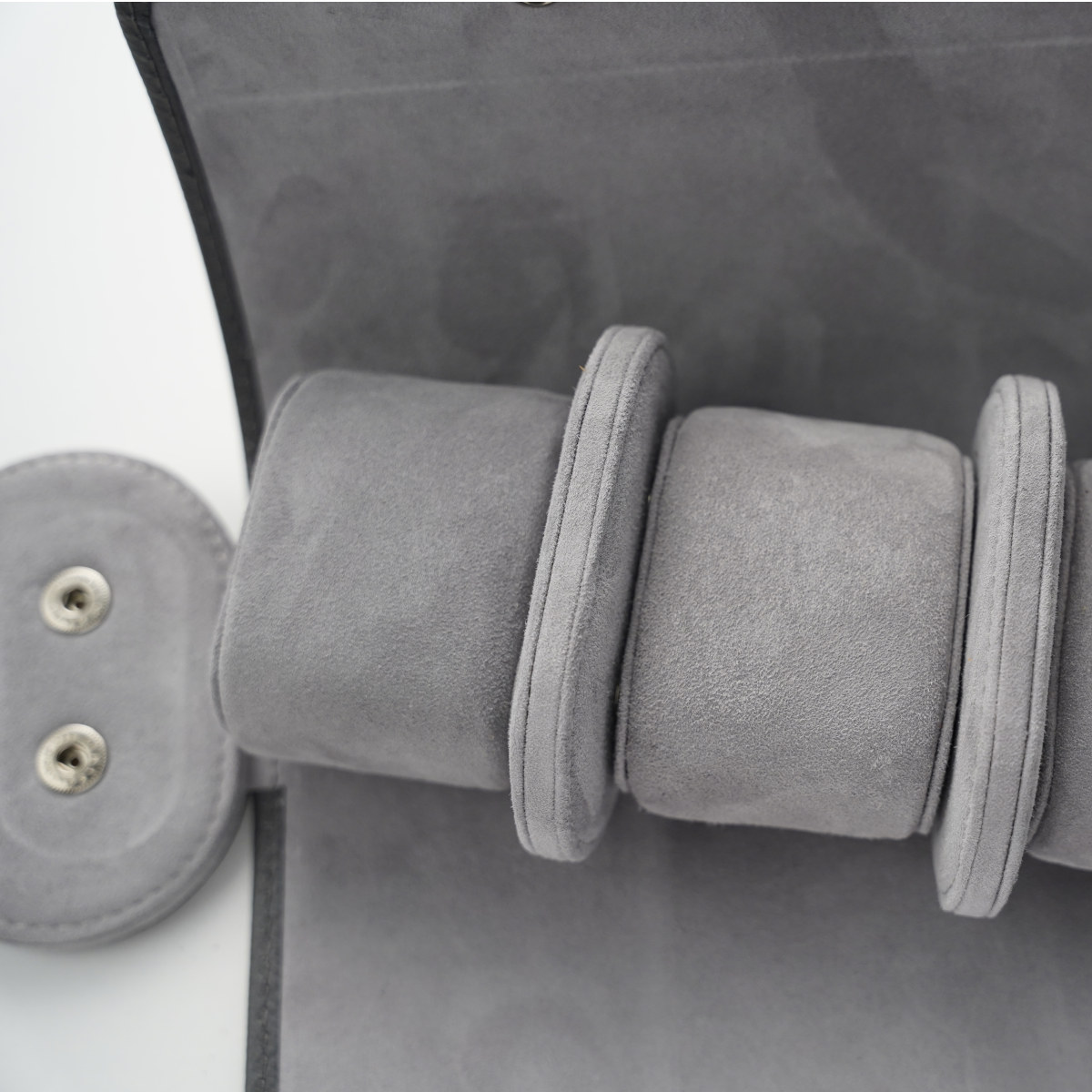 ALTHERR Uhrenrolle Saffiano-Leder Grau für 3 Uhren Produktbild main 2