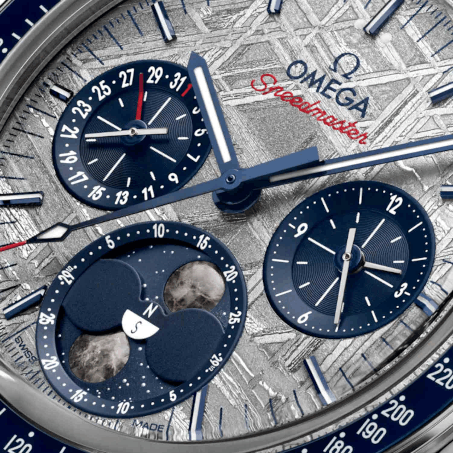 OMEGA Speedmaster Mondphase Meteorit Produktbild main 2