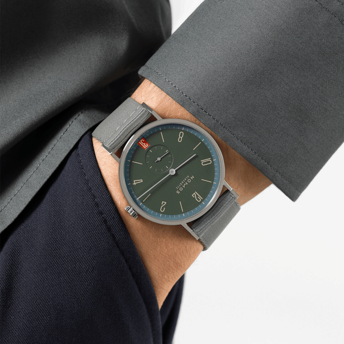 NOMOS Glashütte Tangente 38 Datum Lakritze Produktbild main 1