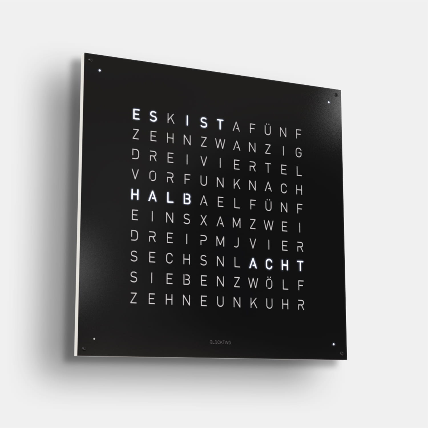 QLOCKTWO EARTH 90 Black Pepper – Weißer Korpus Produktbild main 2